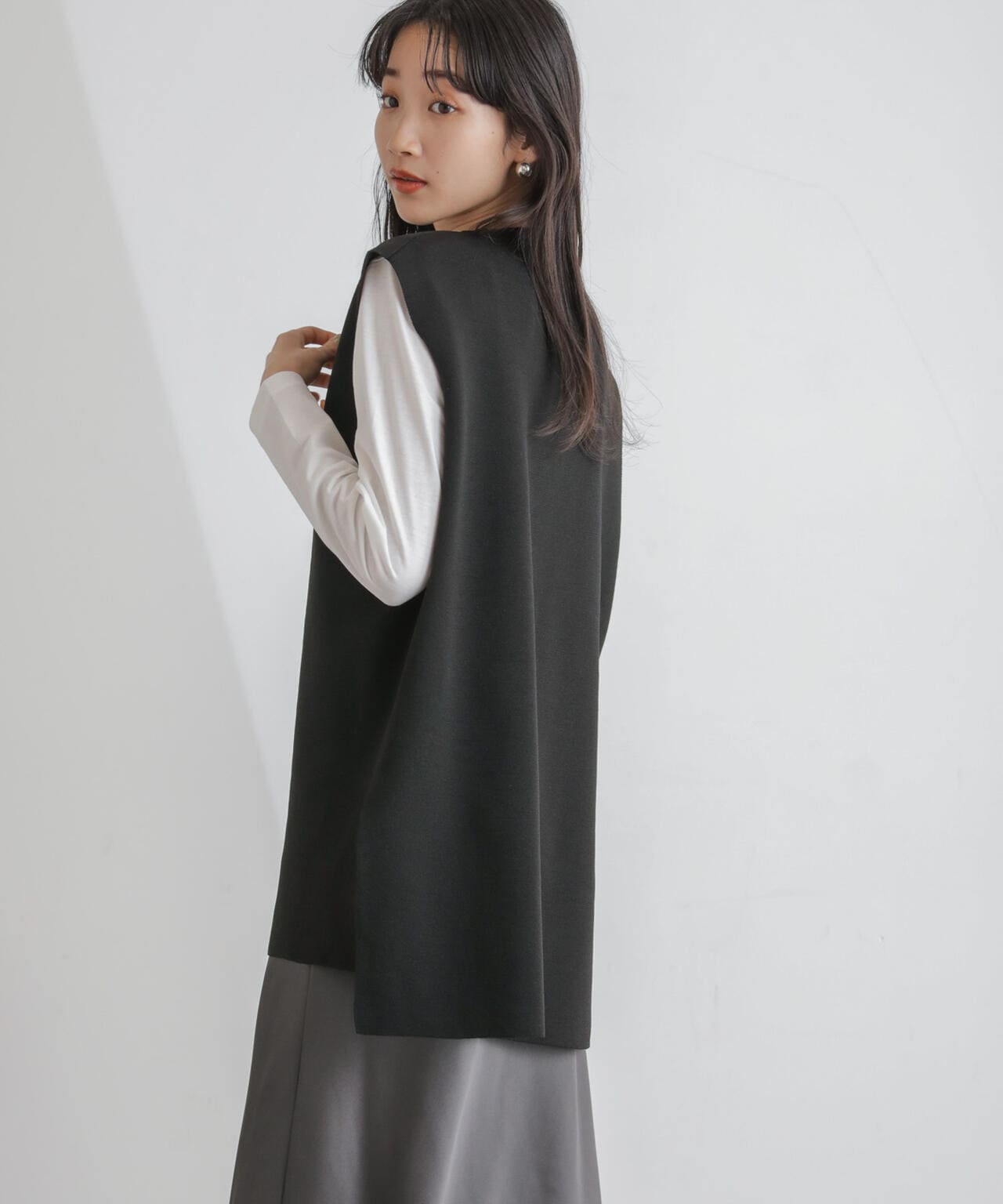 ニットベスト×ロングTシャツ アンサンブルセット 6734122327