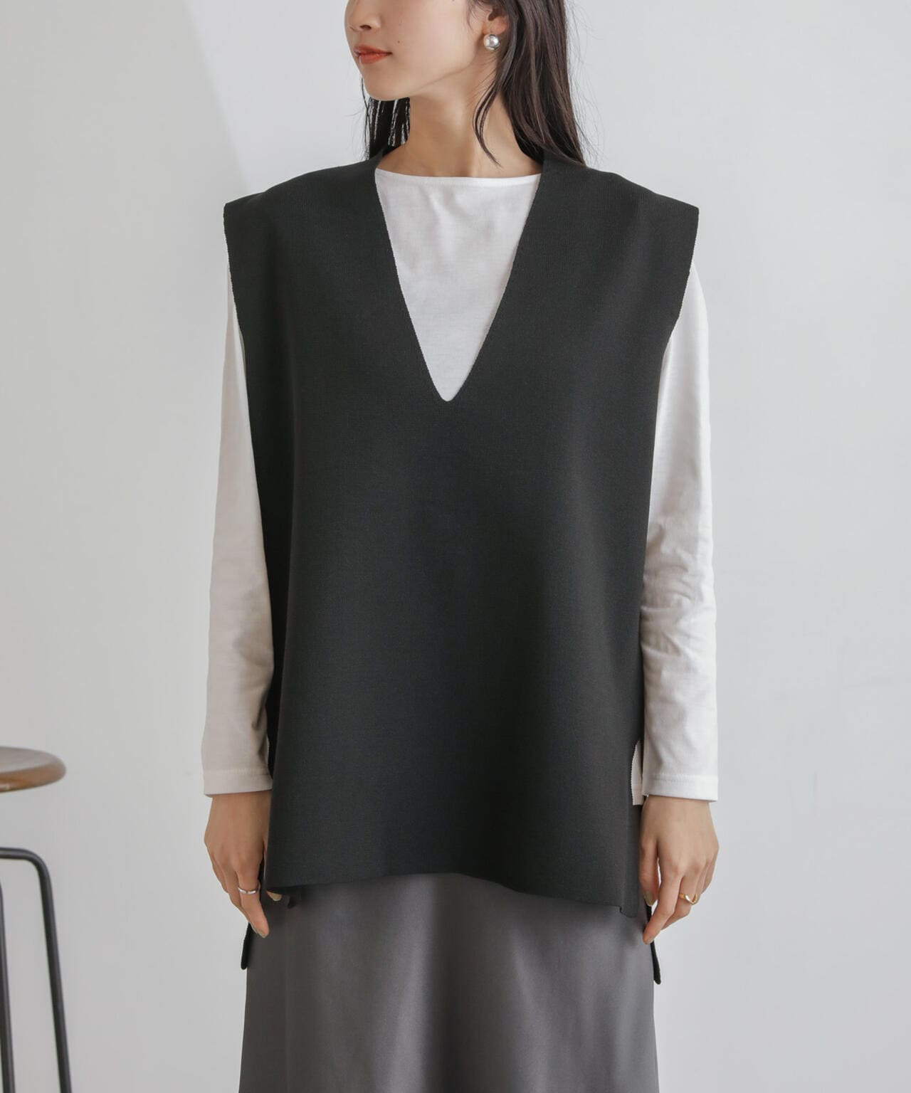 ニットベスト×ロングTシャツ アンサンブルセット 6734122327