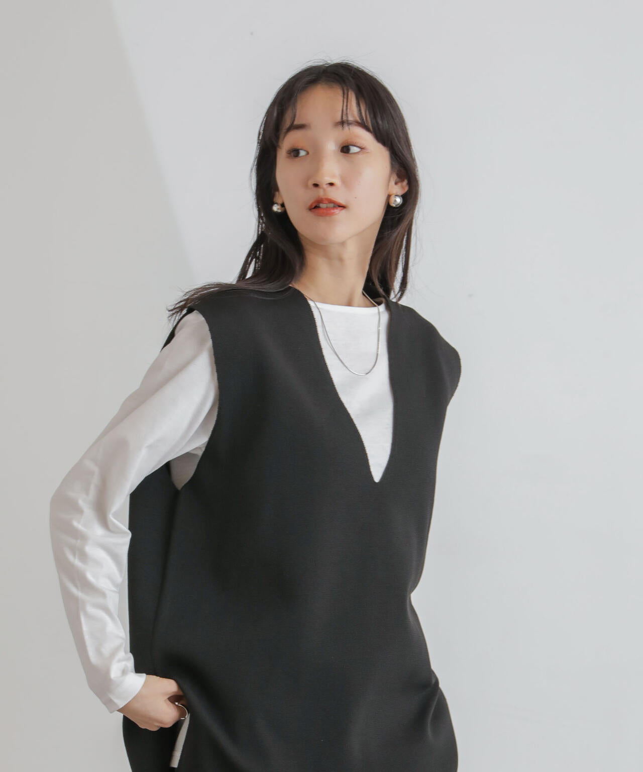 ニットベスト×ロングTシャツ アンサンブルセット 6734122327