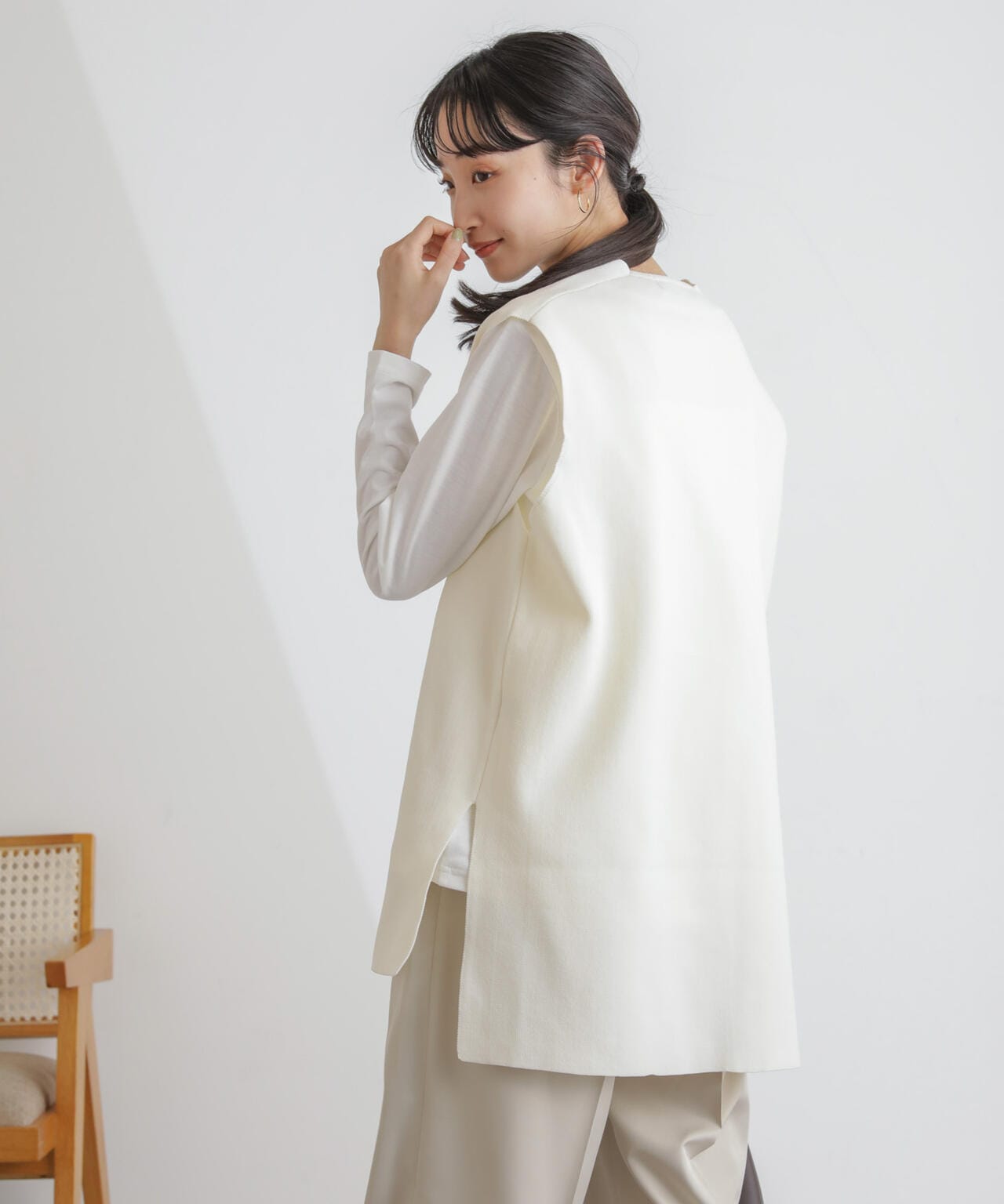 ニットベスト×ロングTシャツ アンサンブルセット 6734122327