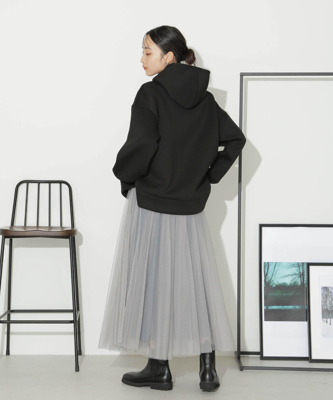 ハーフジップフードダンボールプルオーバー 6734123301