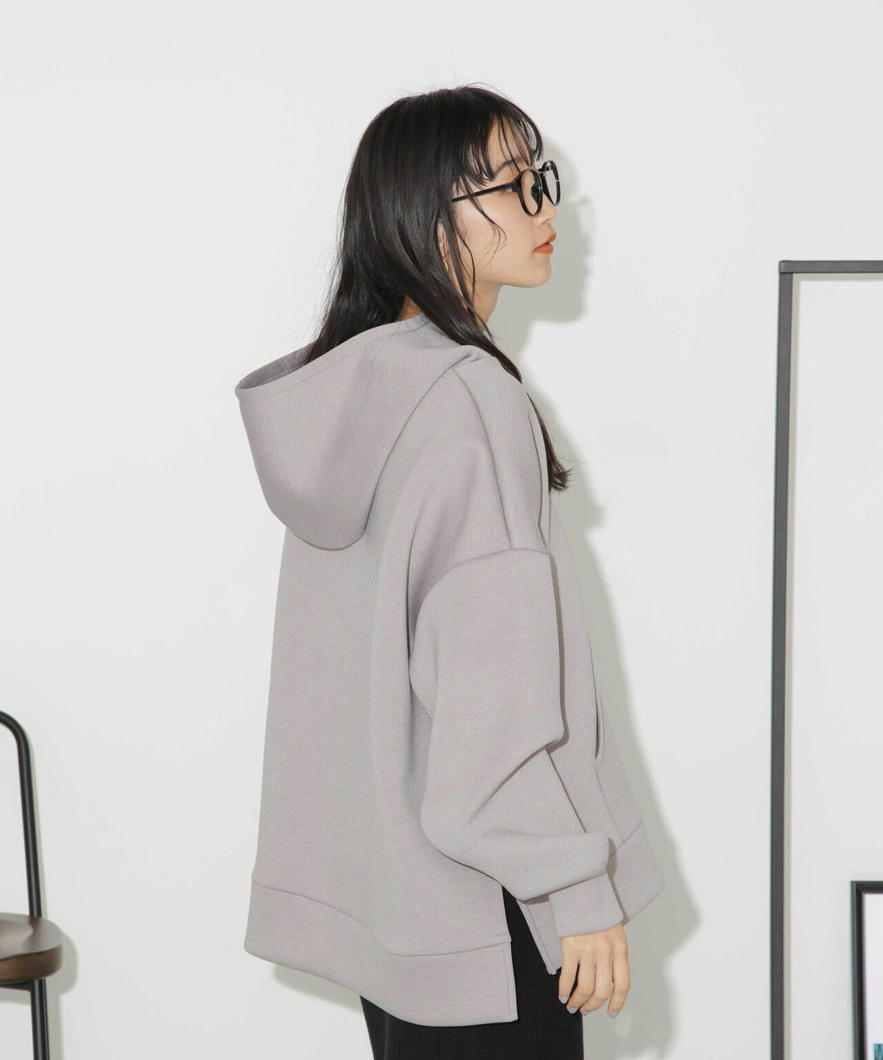 ハーフジップフードダンボールプルオーバー 6734123301