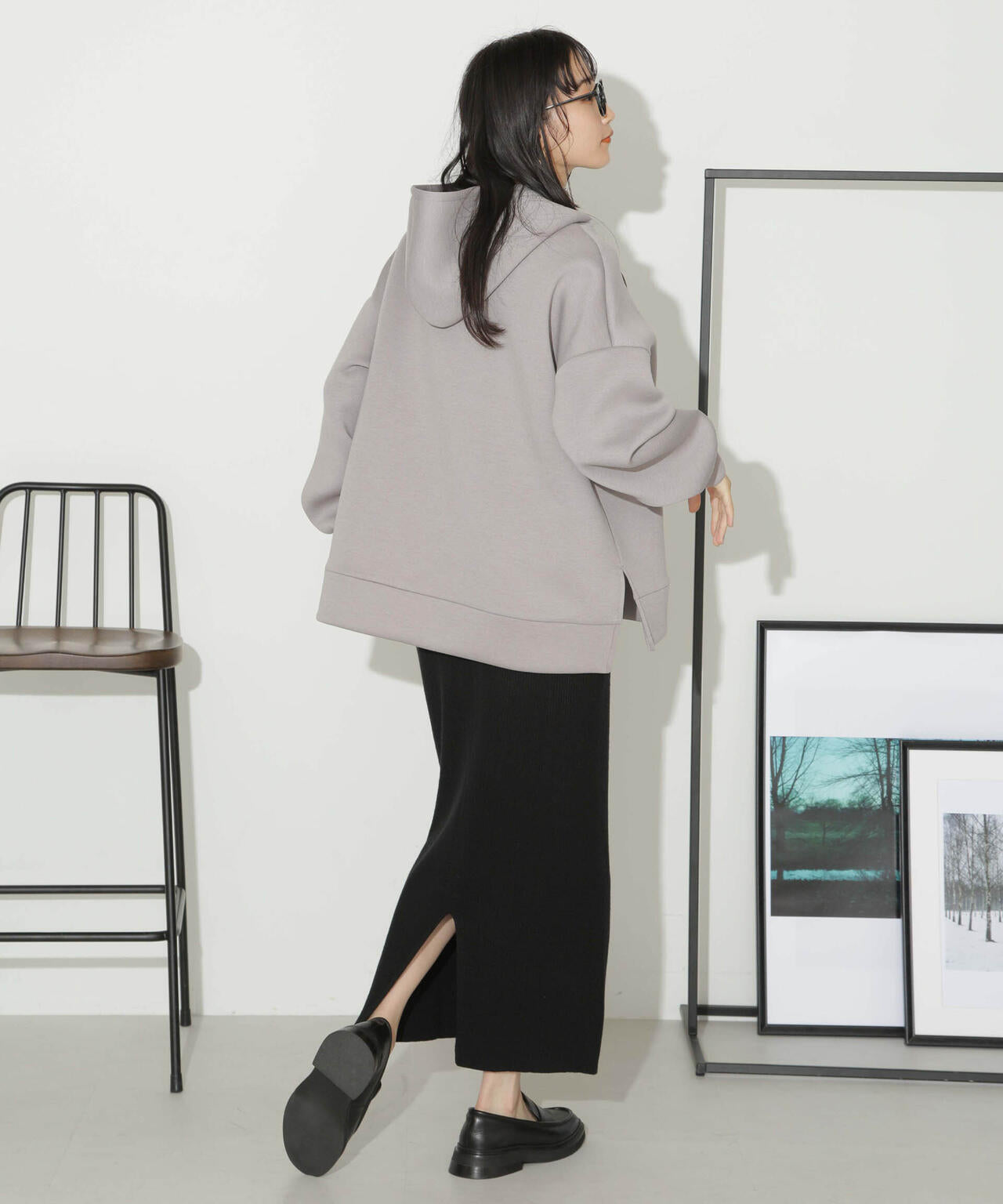 ハーフジップフードダンボールプルオーバー 6734123301