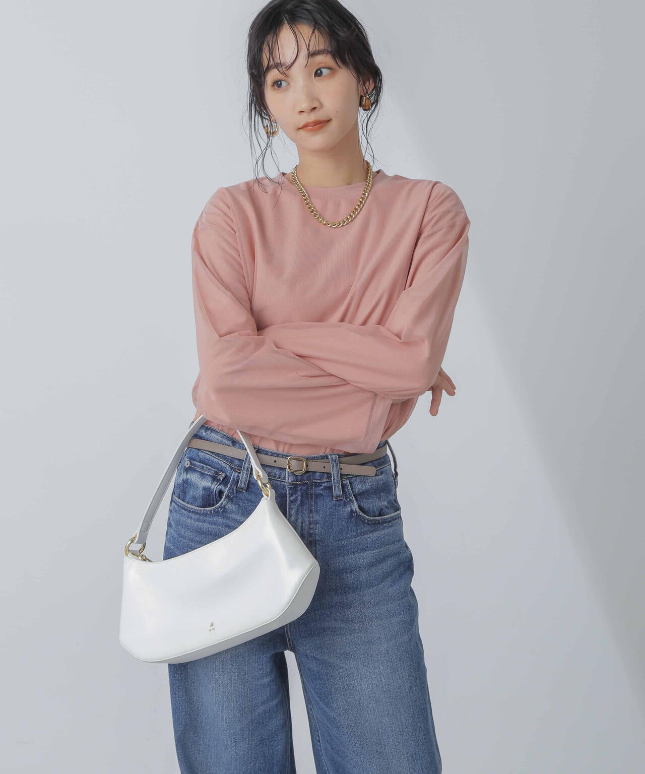 チュール レイヤード ロング スリーブ Tシャツ