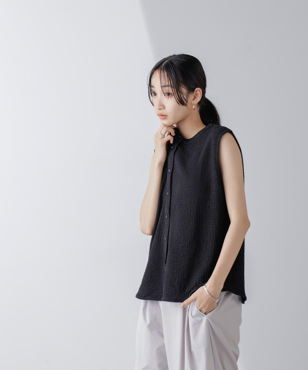 楊柳カットノースリーブシャツ 6734124330