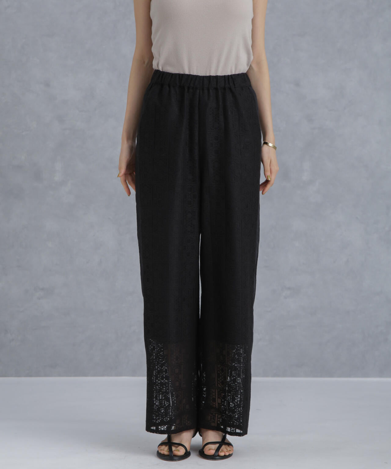 格子レースイージーパンツ(セットアップ可) 6734127314