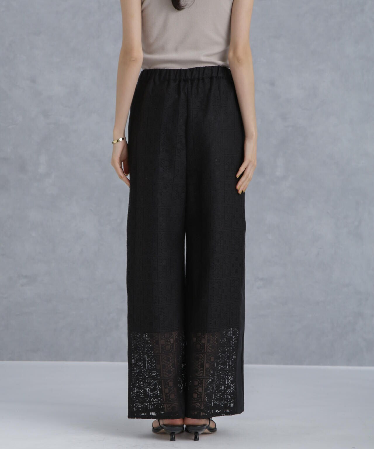 格子レースイージーパンツ(セットアップ可) 6734127314