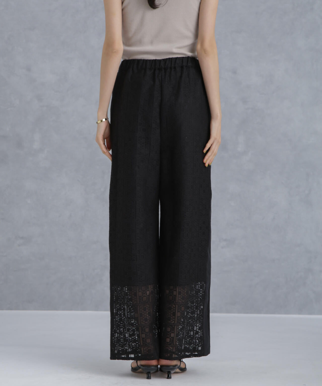 格子レースイージーパンツ(セットアップ可) 6734127314