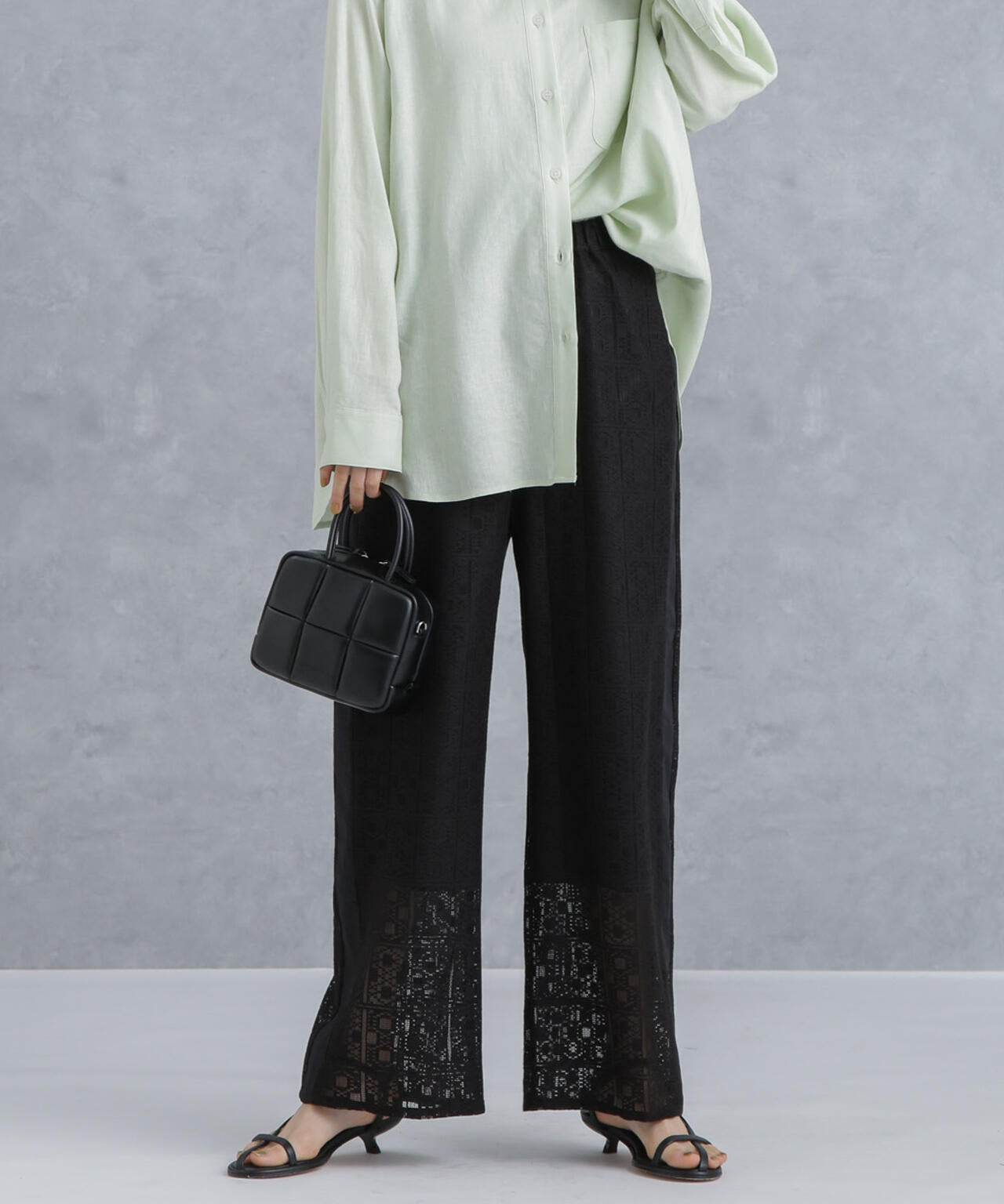 格子レースイージーパンツ(セットアップ可) 6734127314