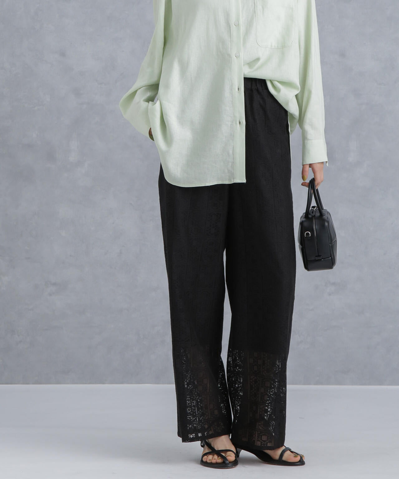 格子レースイージーパンツ(セットアップ可) 6734127314