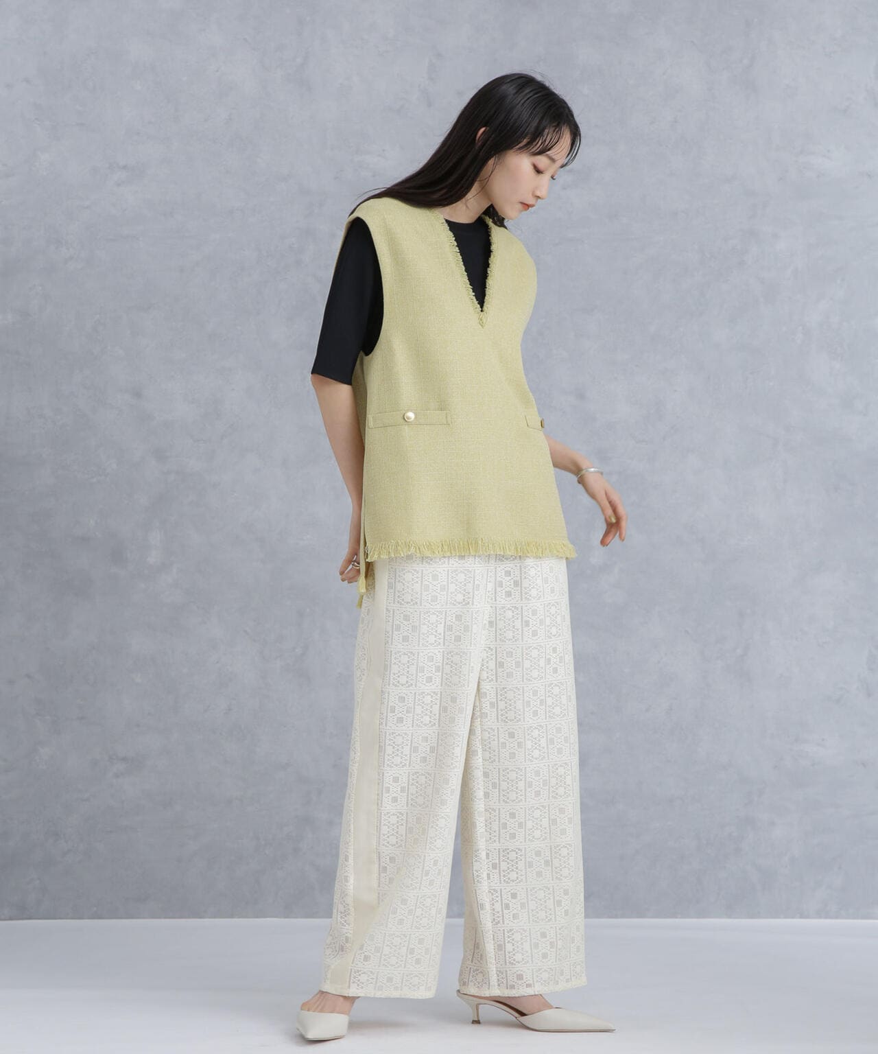 格子レースイージーパンツ(セットアップ可) 6734127314