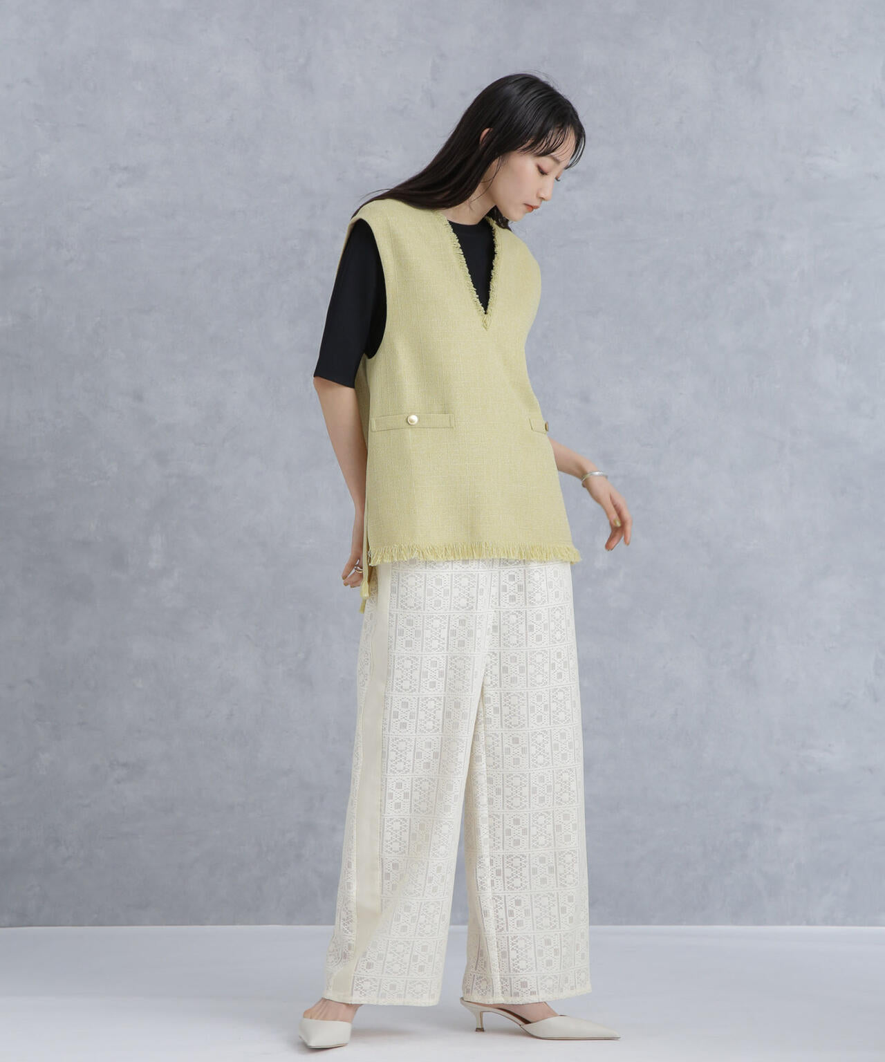 格子レースイージーパンツ(セットアップ可) 6734127314