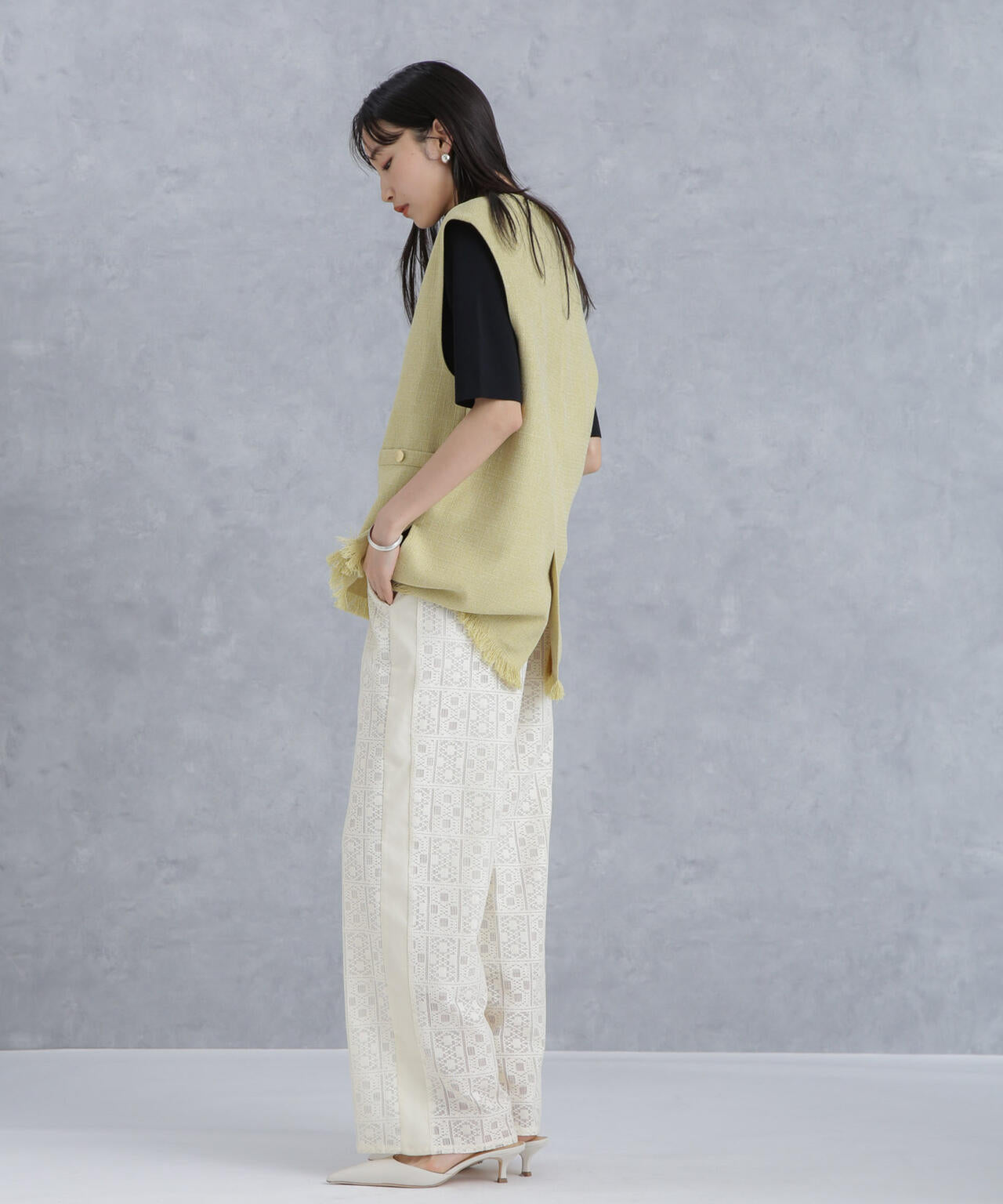 格子レースイージーパンツ(セットアップ可) 6734127314