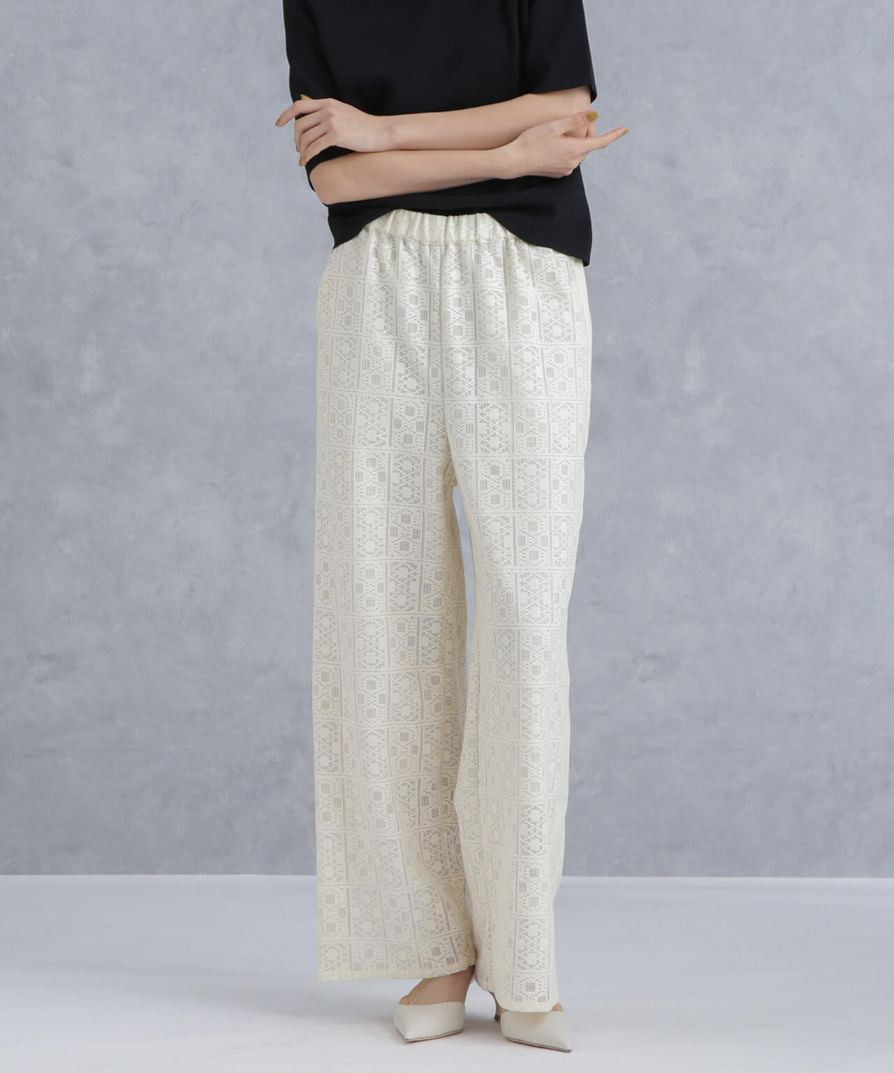 格子レースイージーパンツ(セットアップ可) 6734127314