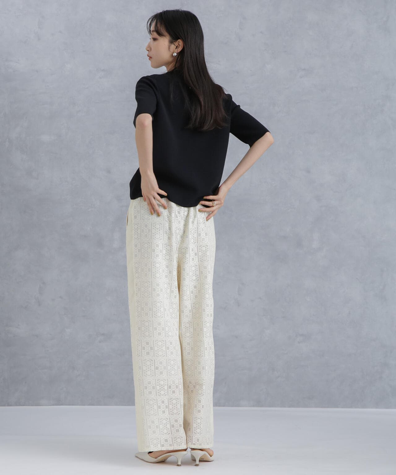 格子レースイージーパンツ(セットアップ可) 6734127314