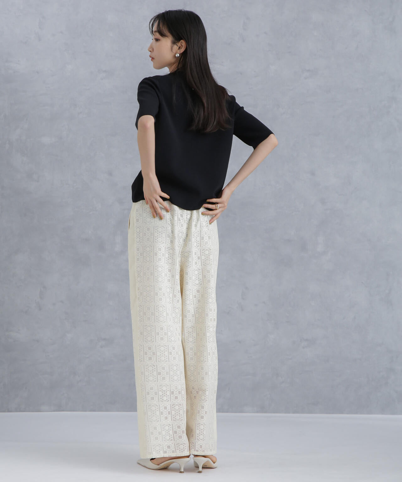 格子レースイージーパンツ(セットアップ可) 6734127314