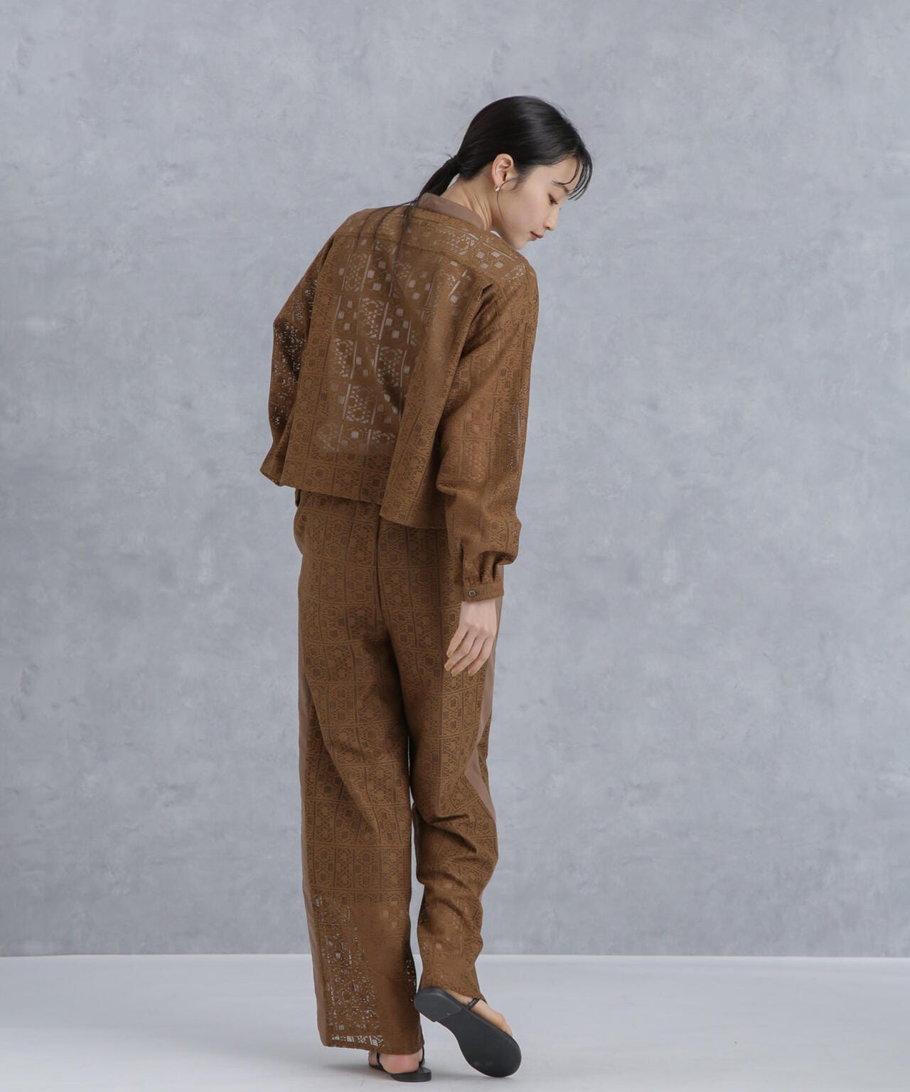 格子レースイージーパンツ(セットアップ可) 6734127314