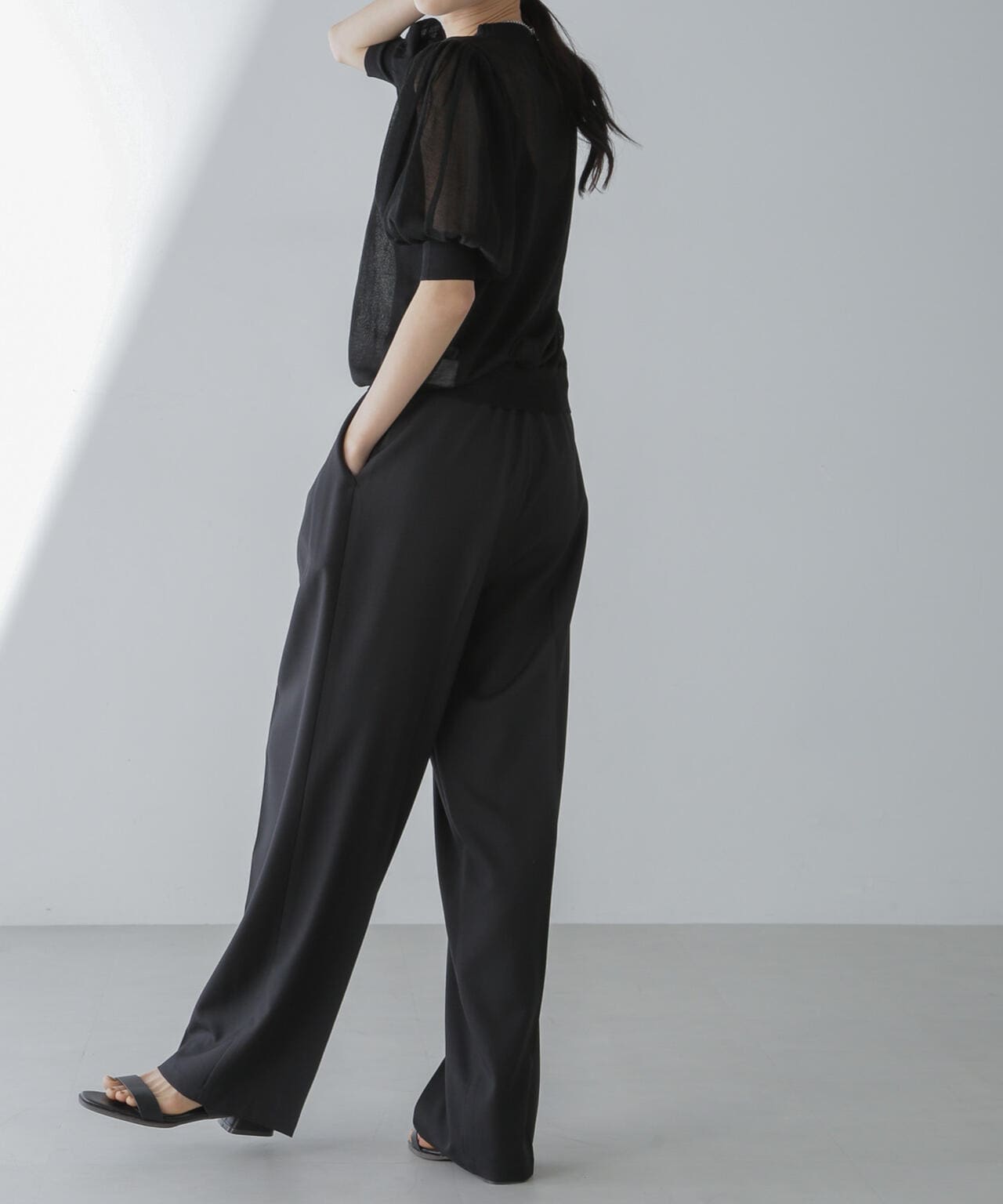 センタープレスタックワイドストレートパンツ(セットアップ可) 6734127322