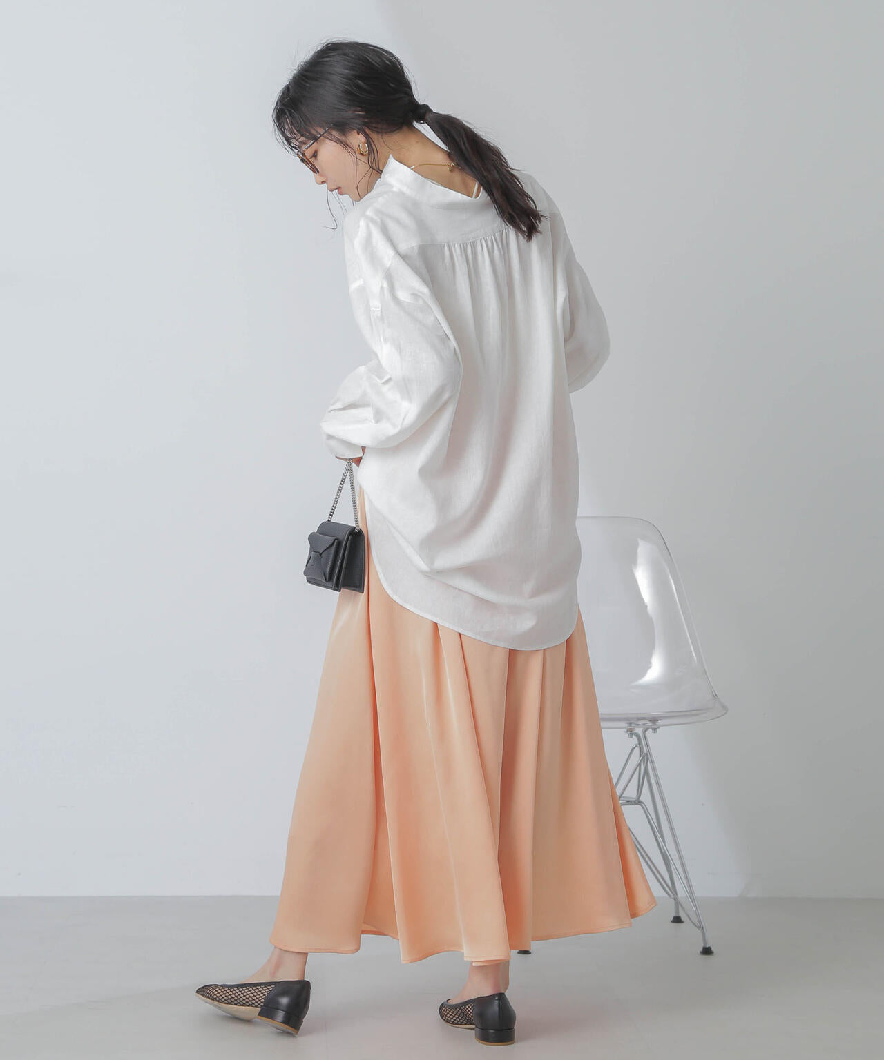 サテンギャザースカート(セットアップ可) 6734130311