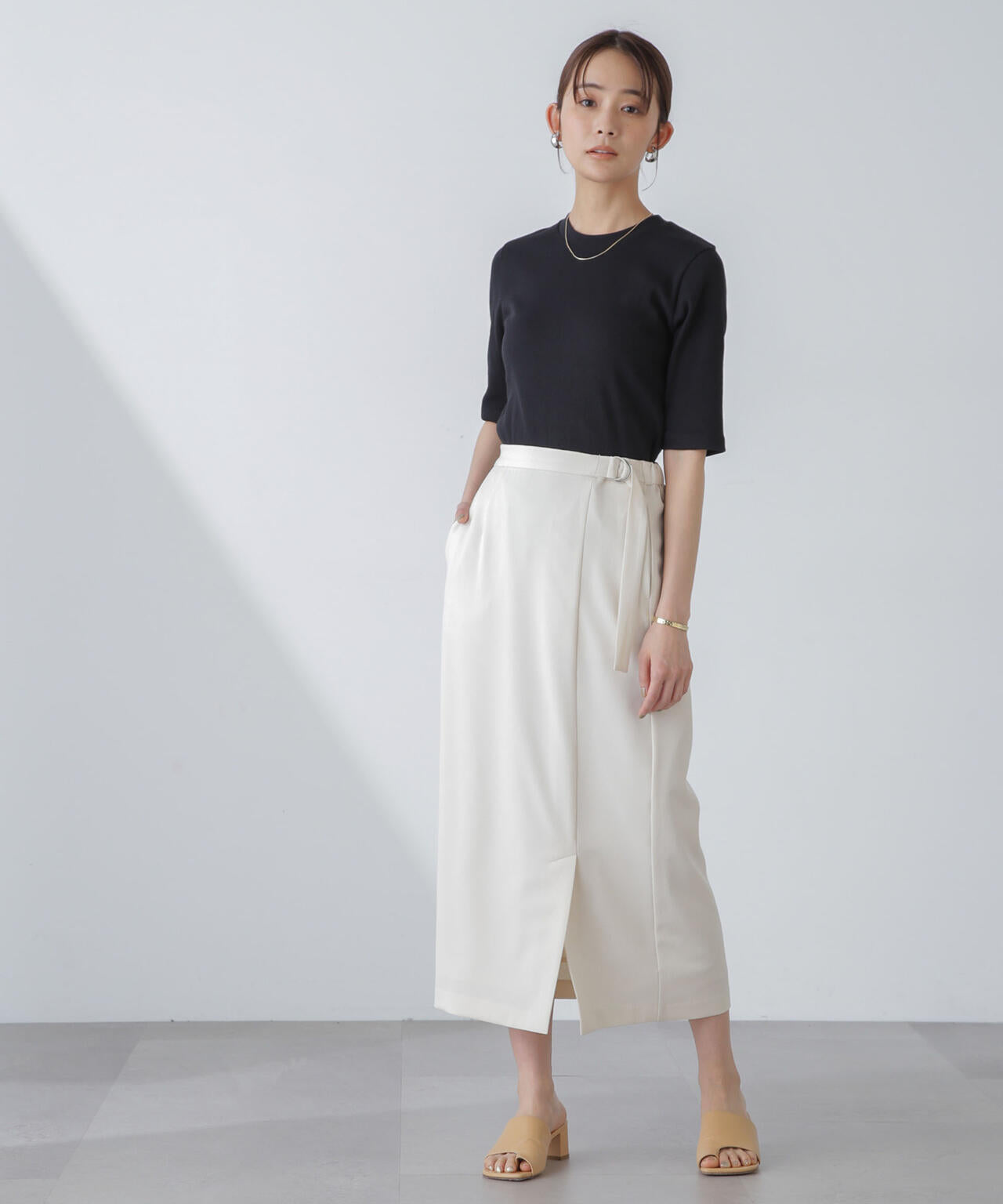 多機能素材サイドベルトストラップ風スカート(セットアップ可) 6734130315