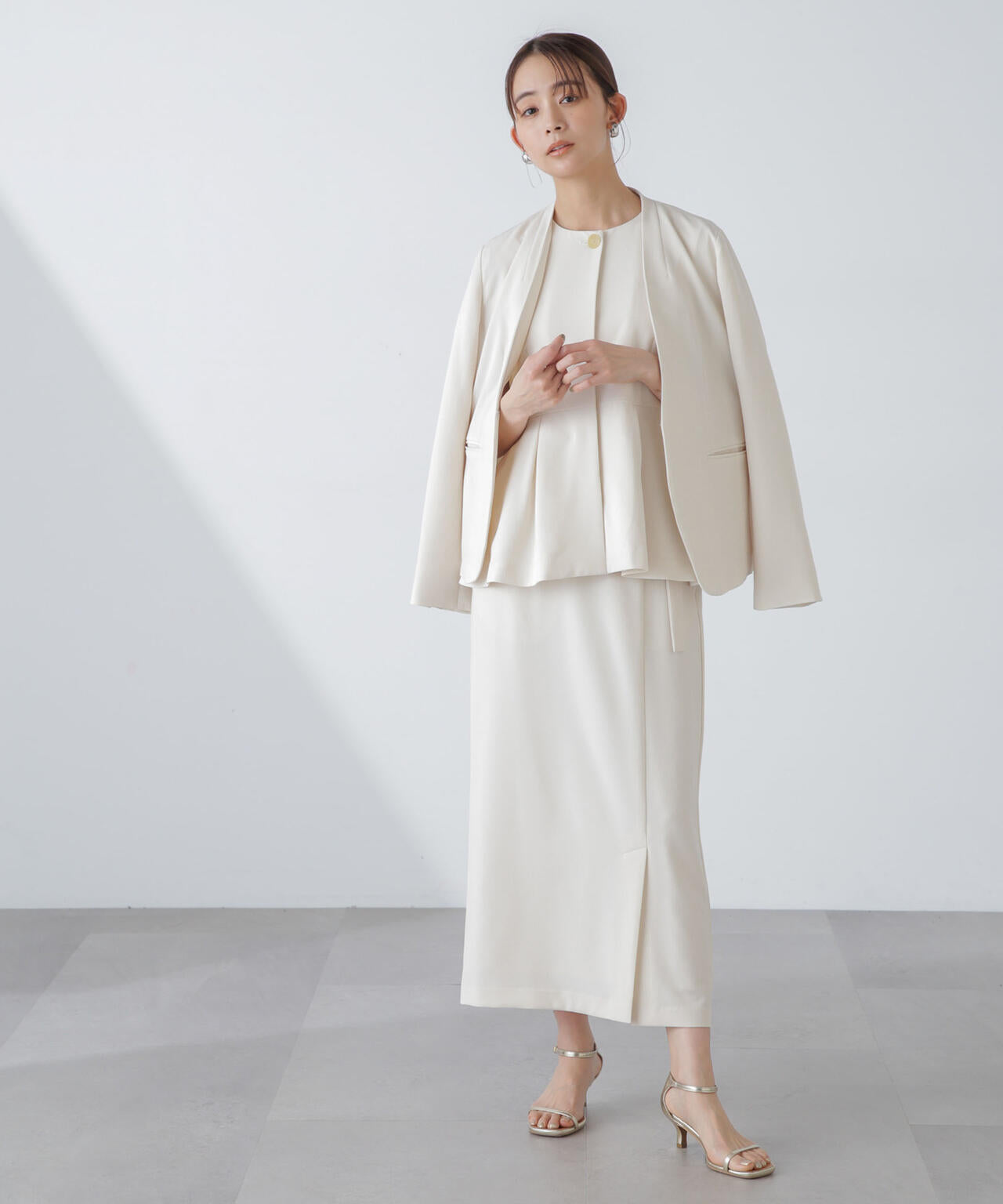 多機能素材サイドベルトストラップ風スカート(セットアップ可) 6734130315