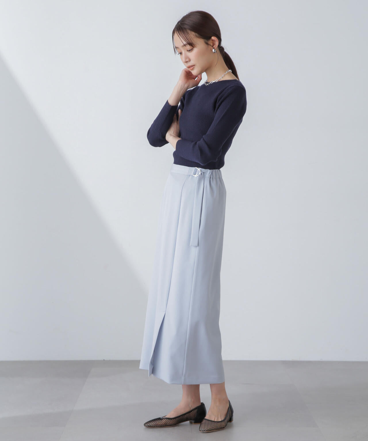 多機能素材サイドベルトストラップ風スカート(セットアップ可) 6734130315