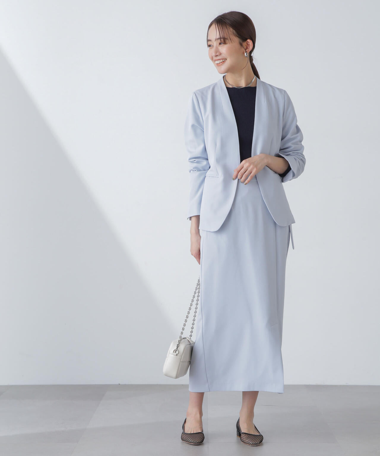 多機能素材サイドベルトストラップ風スカート(セットアップ可) 6734130315