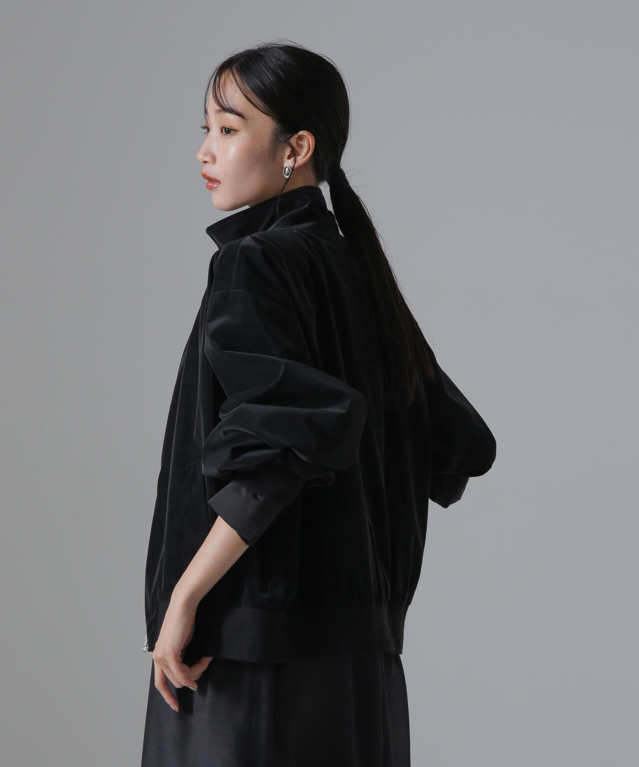 ピーチフェイクレザースタンドカラーブルゾン(セットアップ可) 6734216306