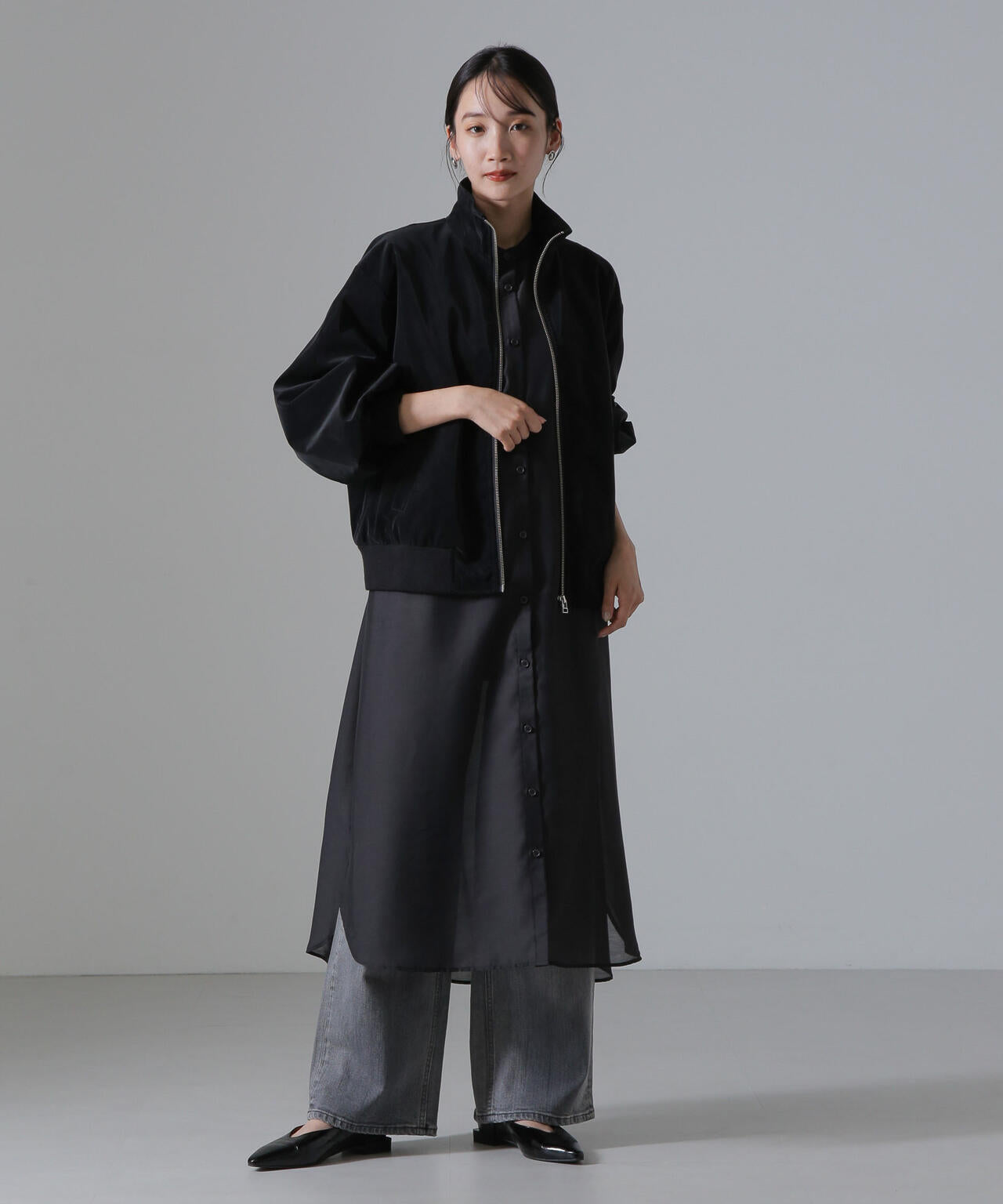 ピーチフェイクレザースタンドカラーブルゾン(セットアップ可) 6734216306