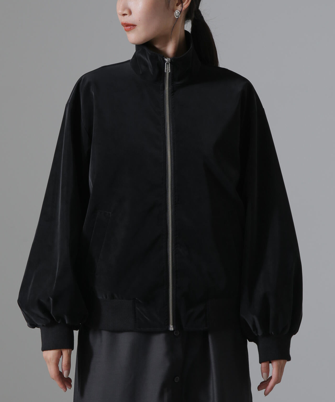 ピーチフェイクレザースタンドカラーブルゾン(セットアップ可) 6734216306