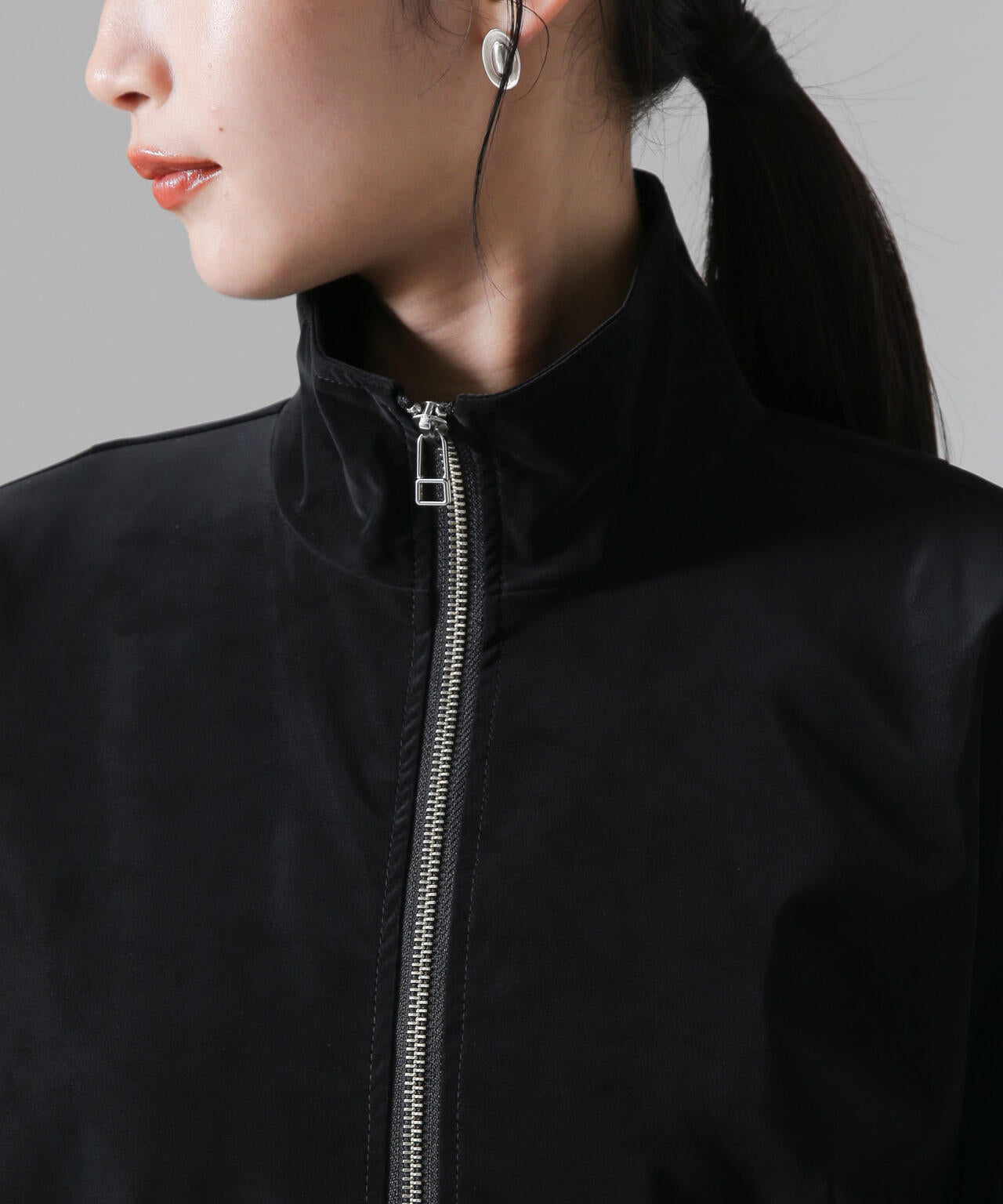 ピーチフェイクレザースタンドカラーブルゾン(セットアップ可) 6734216306