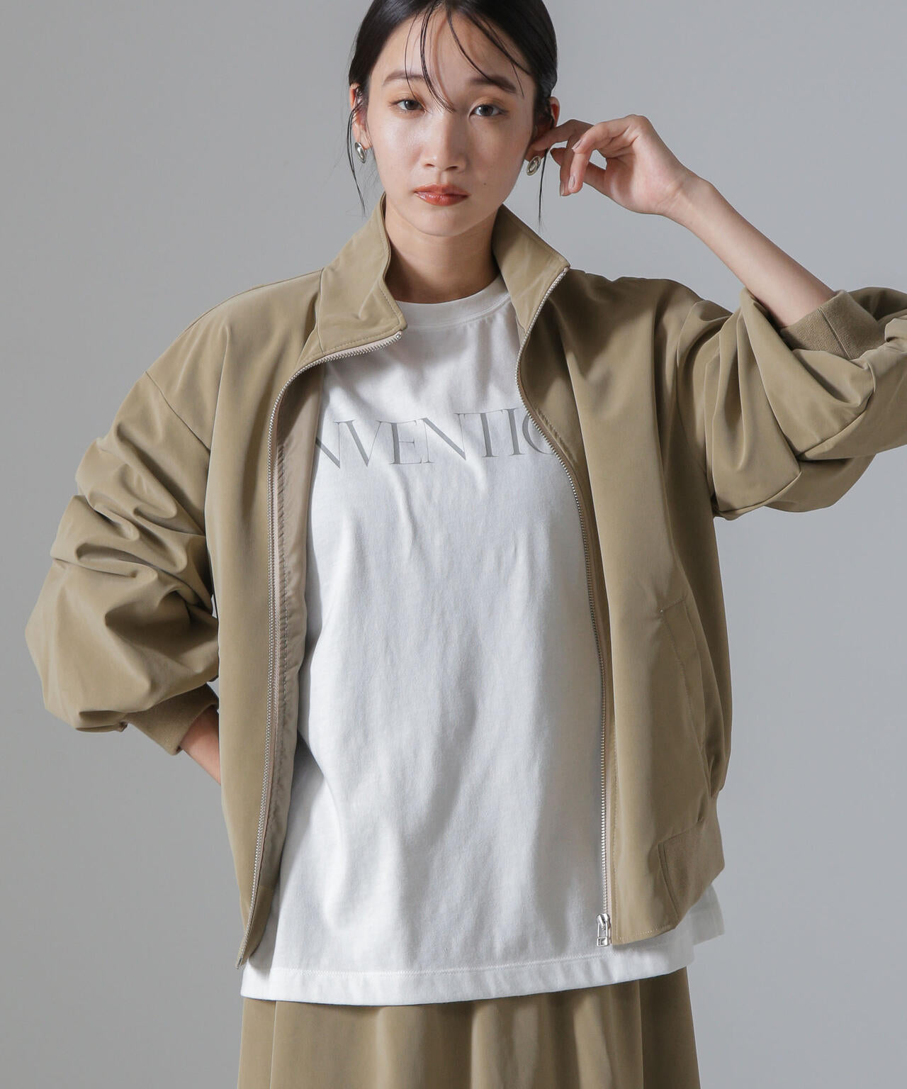 ピーチフェイクレザースタンドカラーブルゾン(セットアップ可) 6734216306