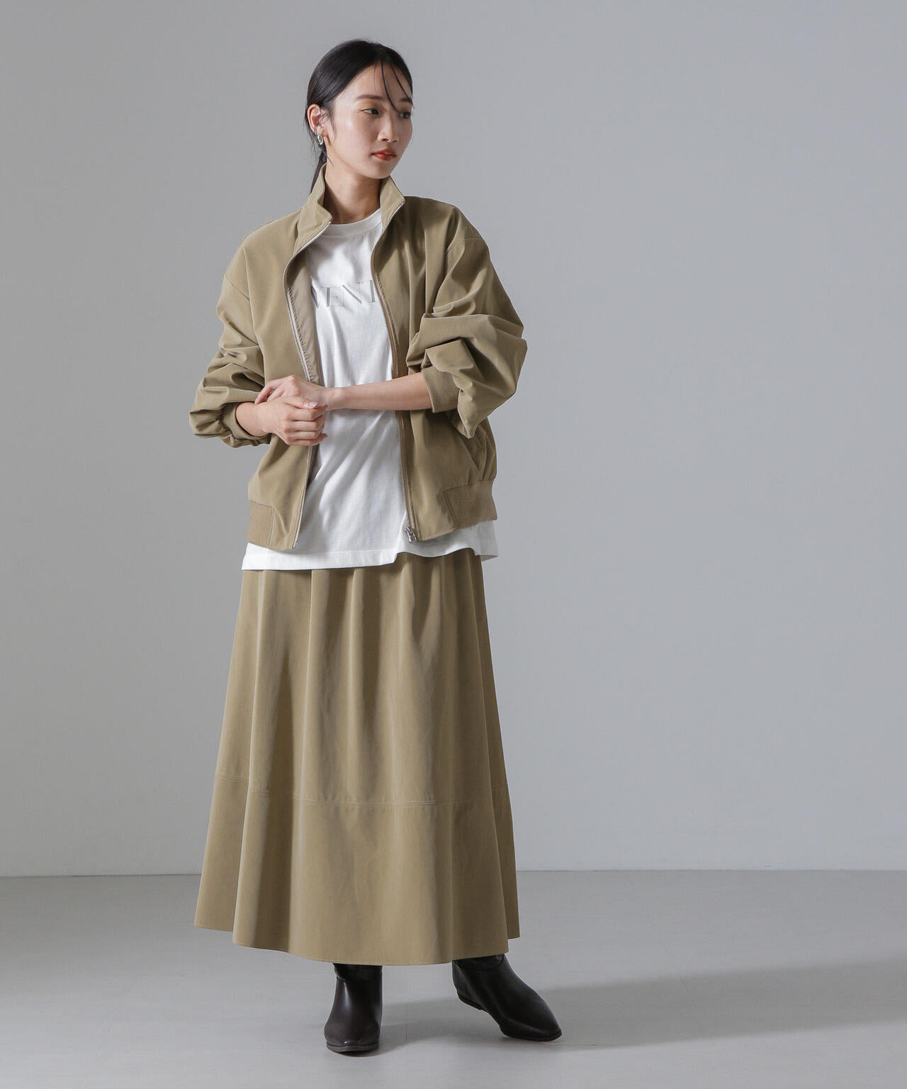 ピーチフェイクレザースタンドカラーブルゾン(セットアップ可) 6734216306