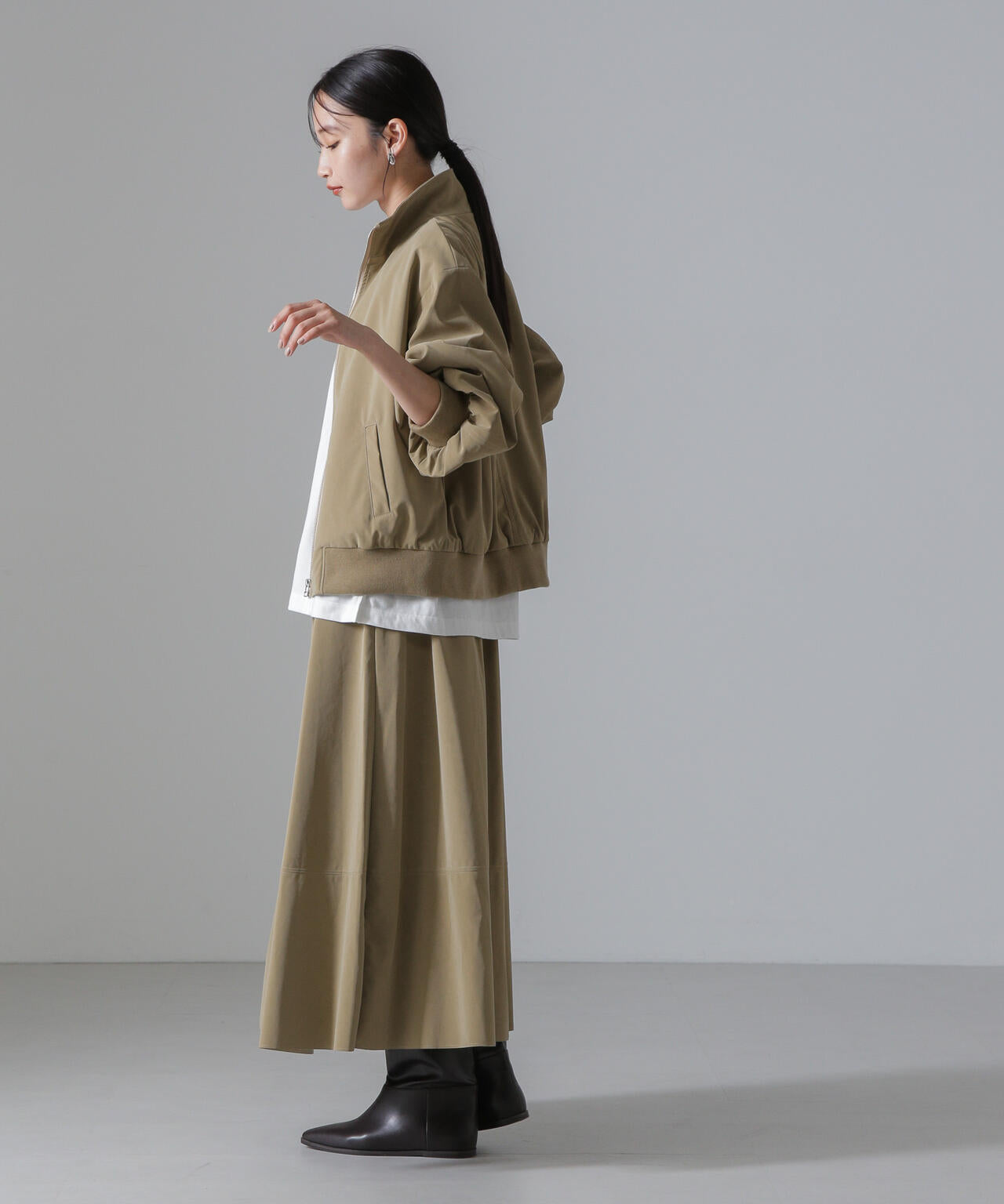 ピーチフェイクレザースタンドカラーブルゾン(セットアップ可) 6734216306