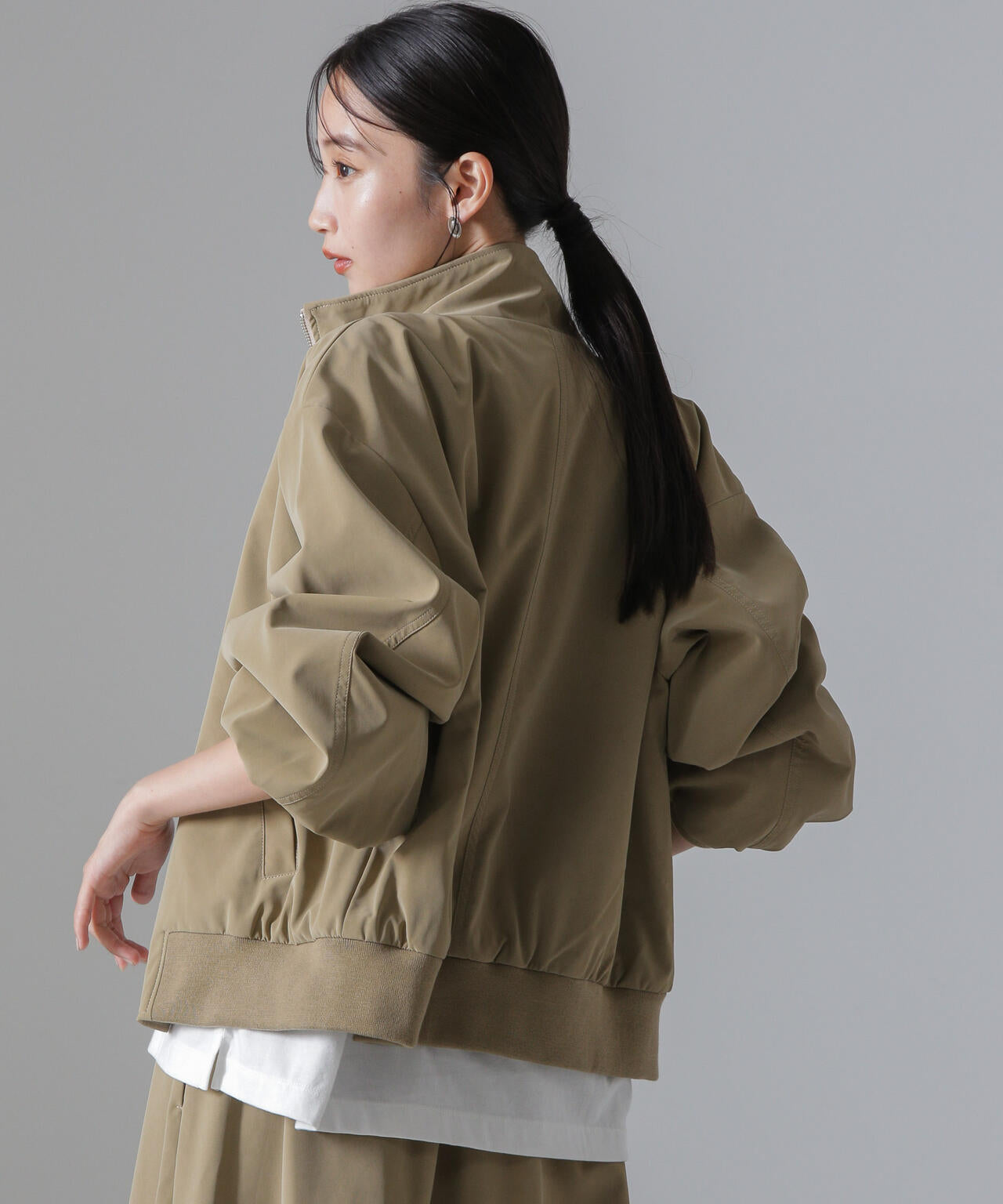 ピーチフェイクレザースタンドカラーブルゾン(セットアップ可) 6734216306