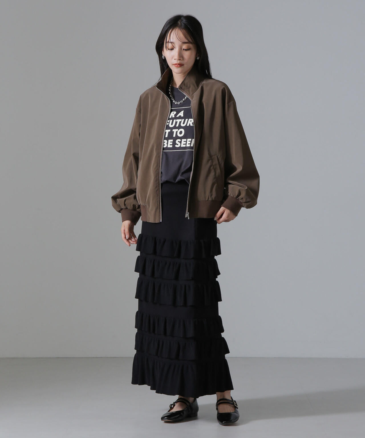 ピーチフェイクレザースタンドカラーブルゾン(セットアップ可) 6734216306