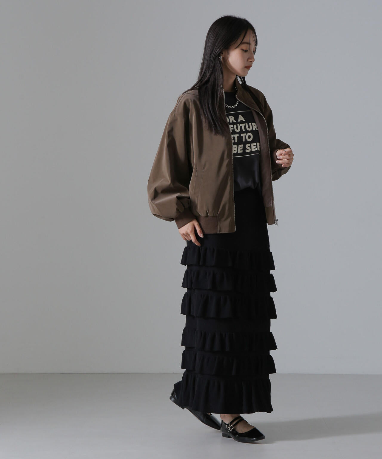 ピーチフェイクレザースタンドカラーブルゾン(セットアップ可) 6734216306