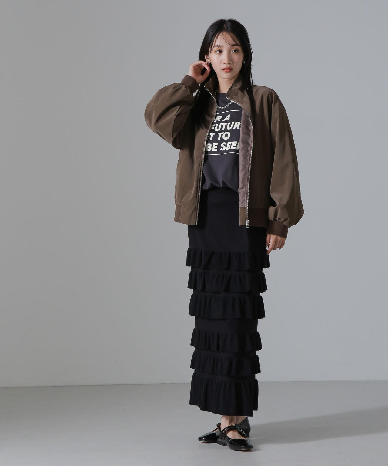 ピーチフェイクレザースタンドカラーブルゾン(セットアップ可) 6734216306