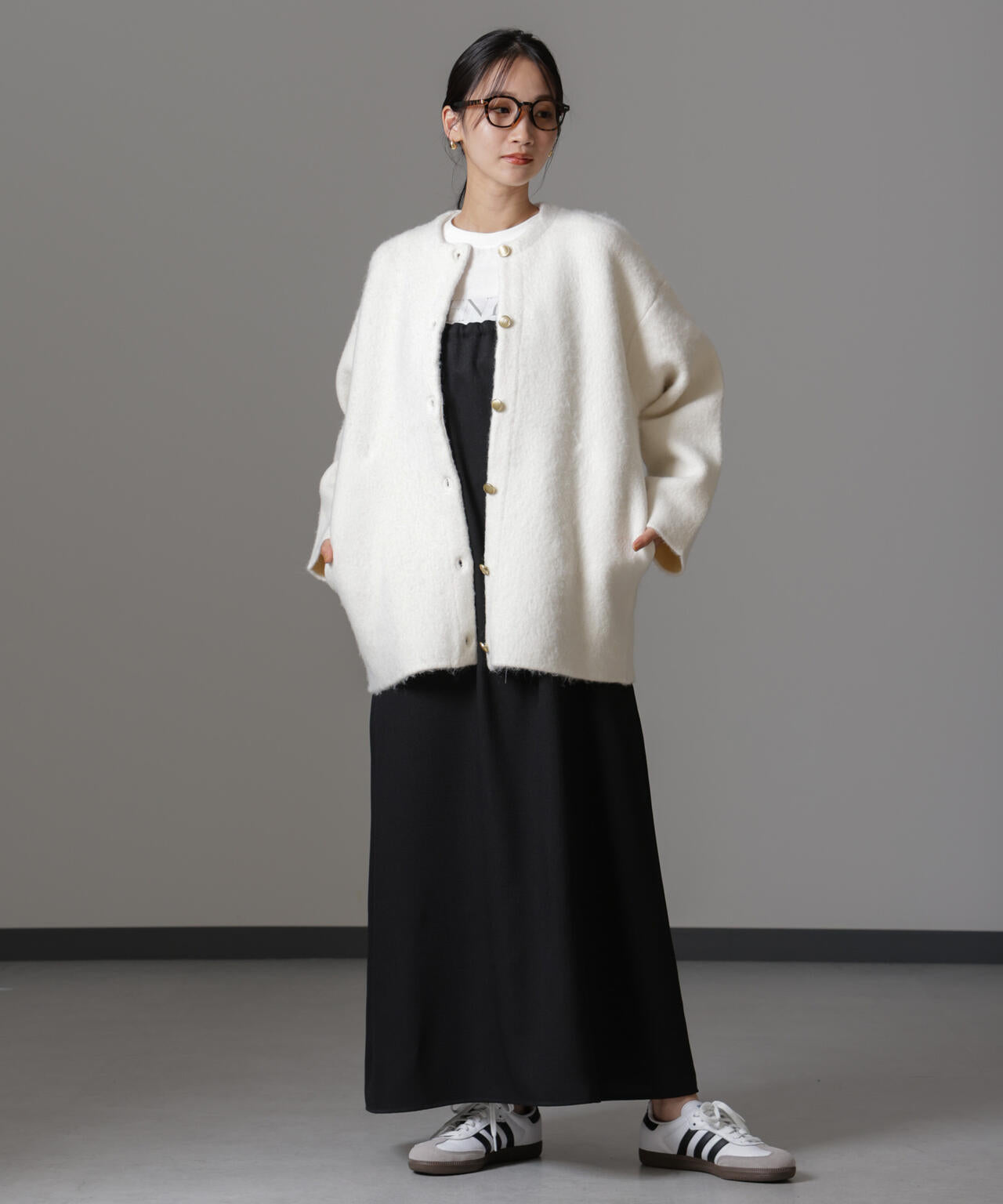 配色起毛ニットジャケット 6734216307