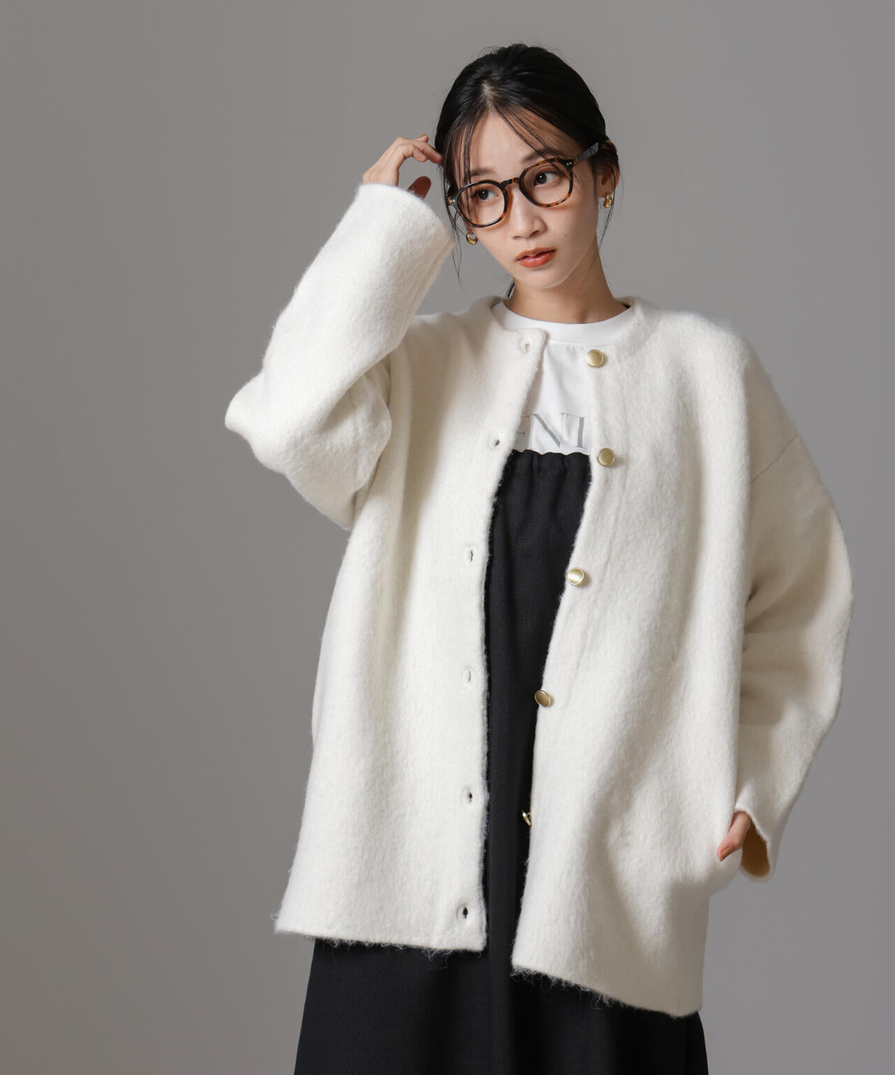 配色起毛ニットジャケット 6734216307