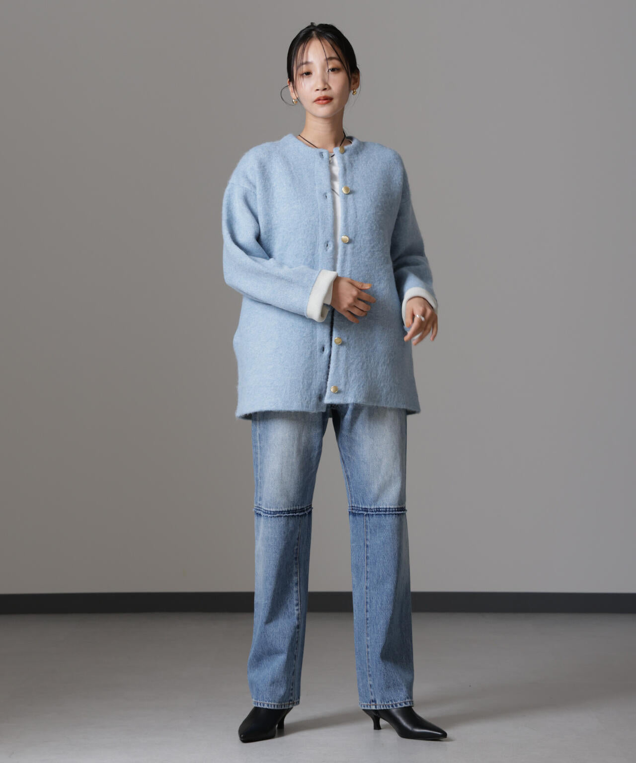 配色起毛ニットジャケット 6734216307