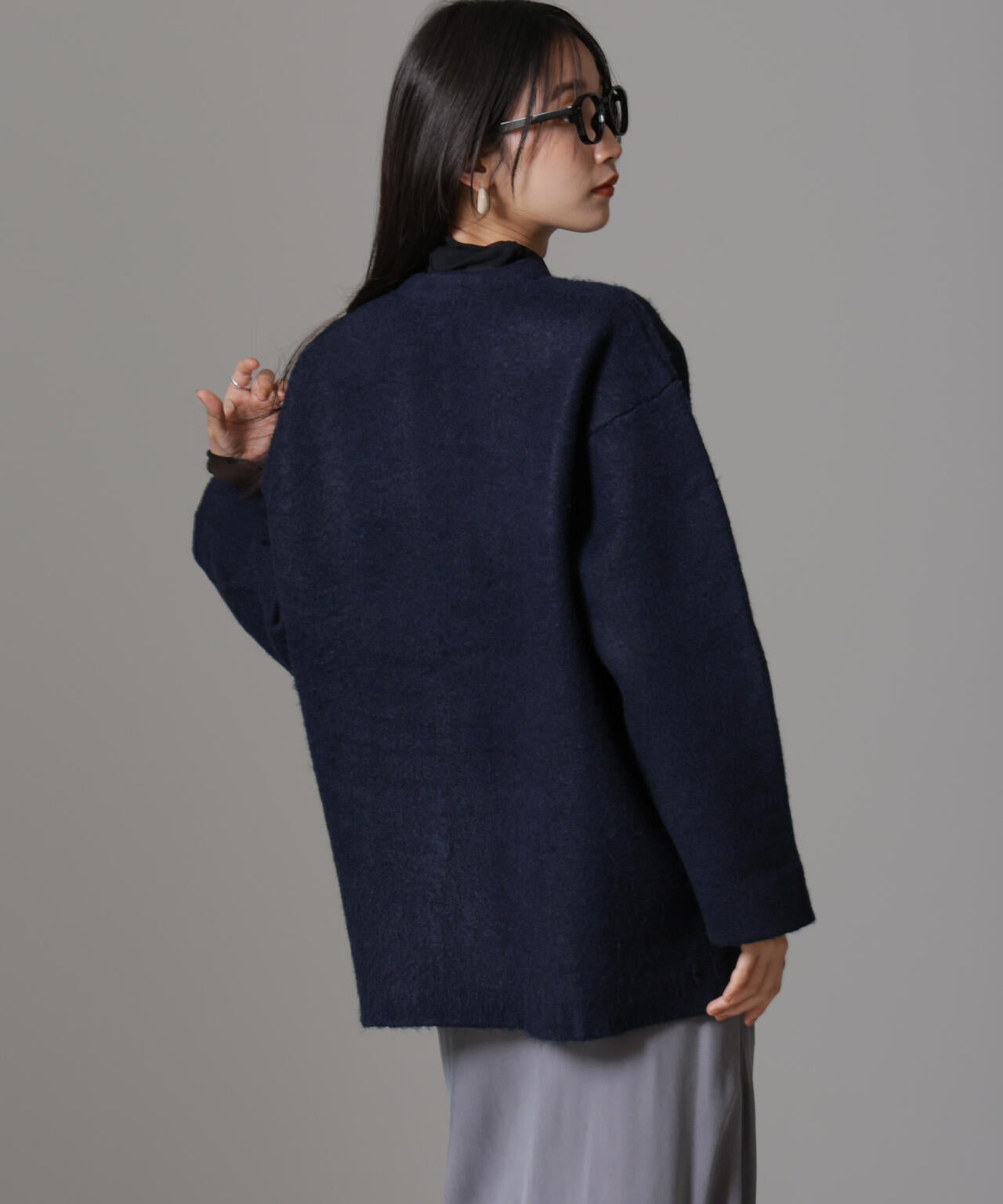 配色起毛ニットジャケット 6734216307