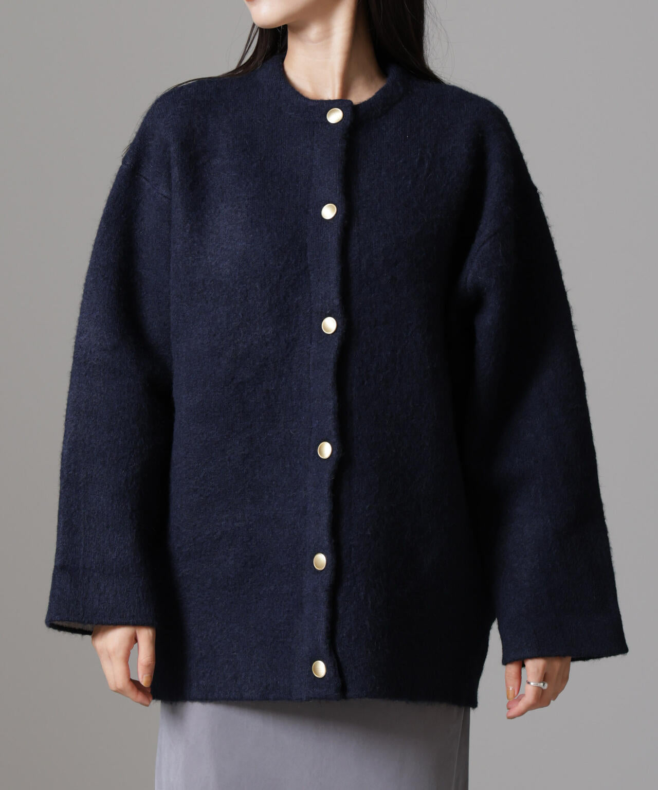 配色起毛ニットジャケット 6734216307