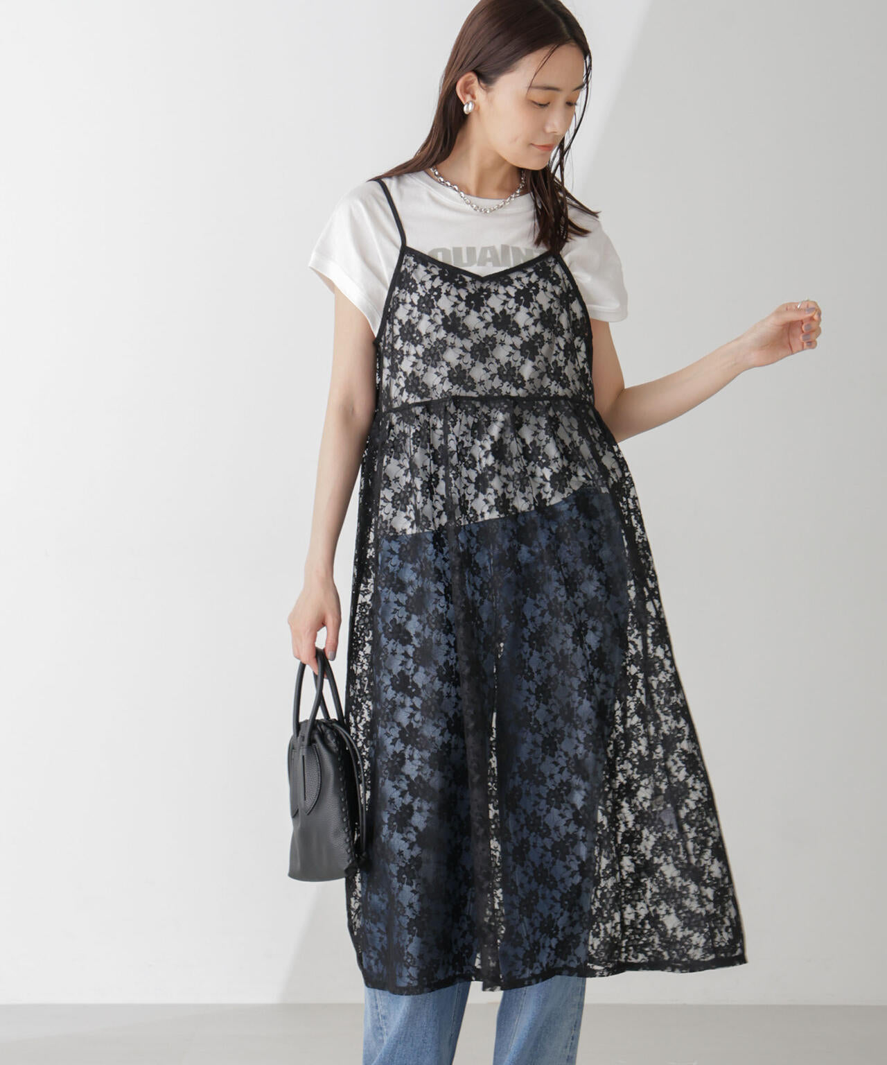 シアーレースキャミソールワンピース 6734219313