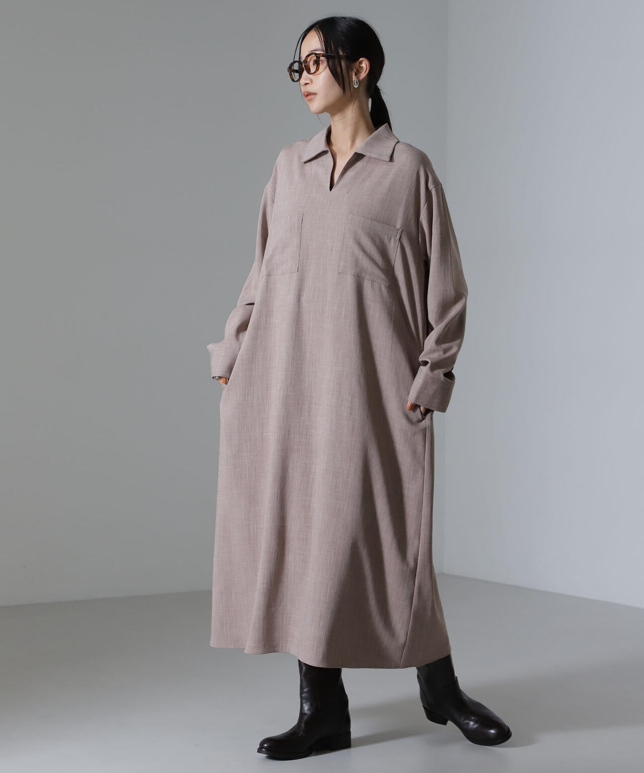 スキッパーロングワンピース(セットアップ可) 6734219317