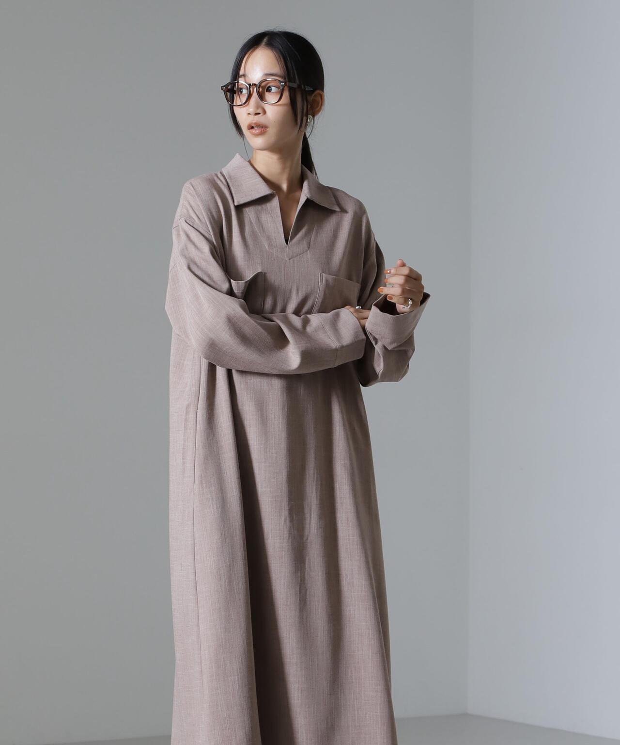 スキッパーロングワンピース(セットアップ可) 6734219317