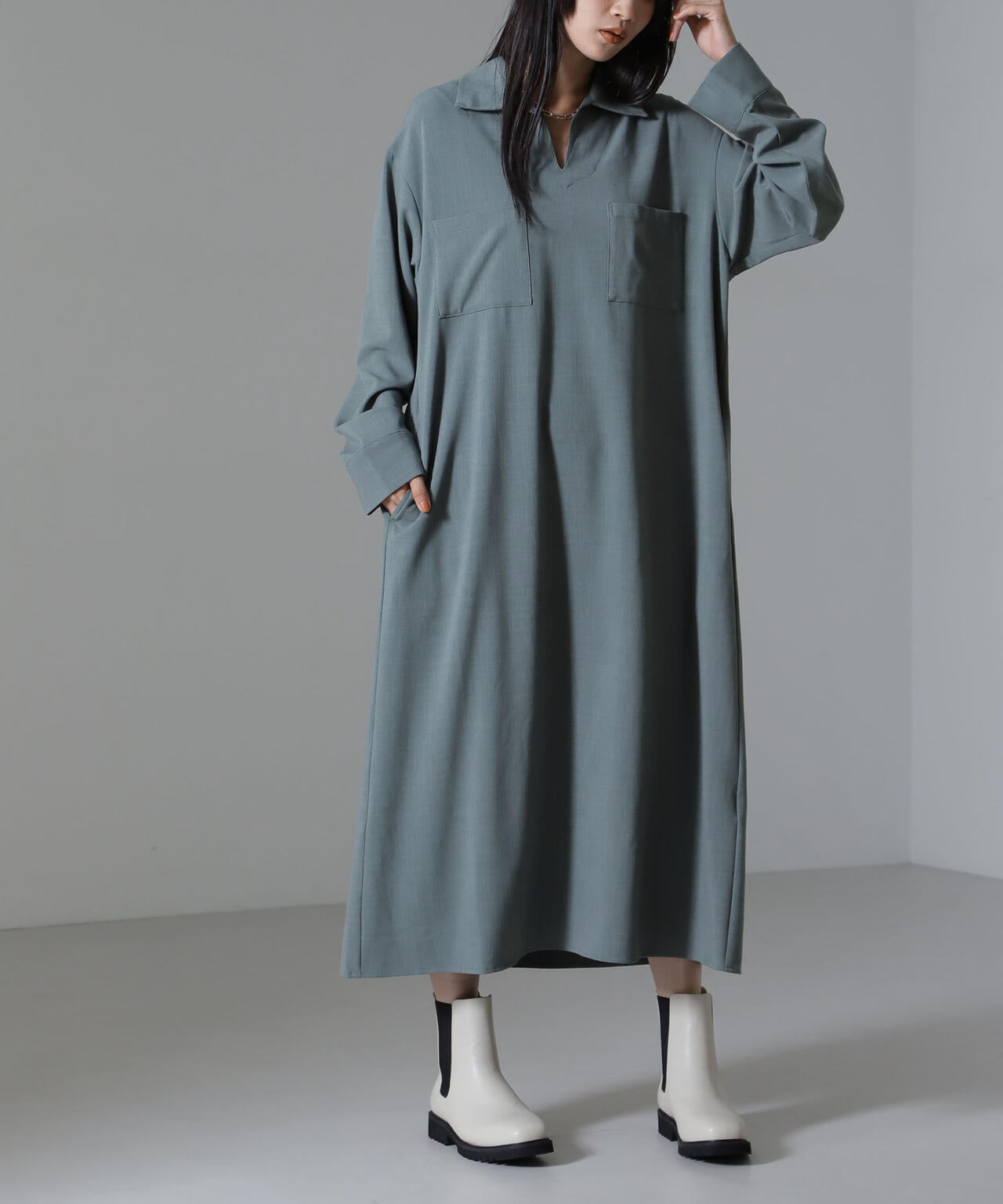 スキッパーロングワンピース(セットアップ可) 6734219317