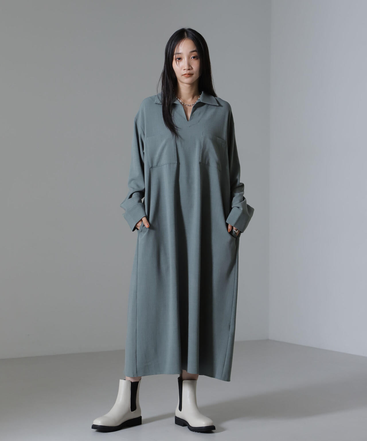 スキッパーロングワンピース(セットアップ可) 6734219317