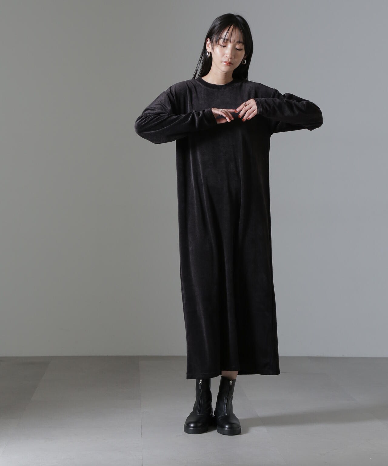 ベロアカットマキシワンピース 6734219338