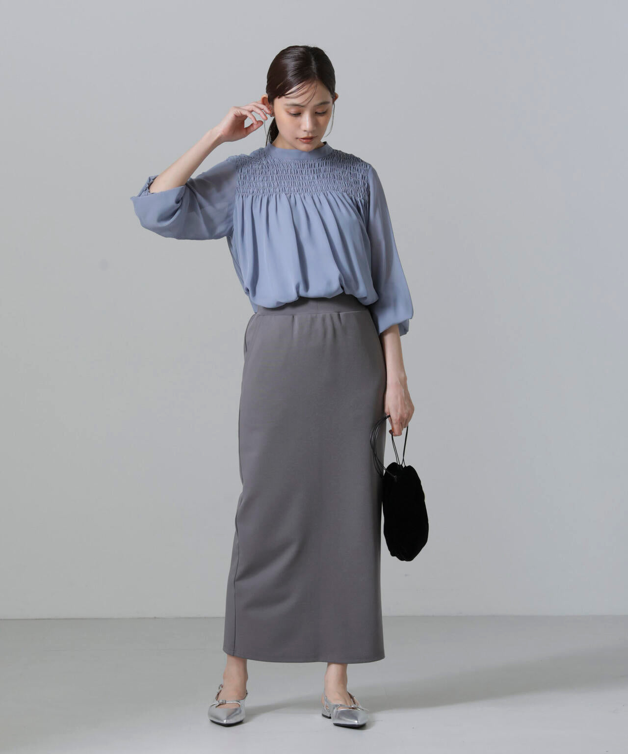 フロントシャーリングブラウス 6734220306